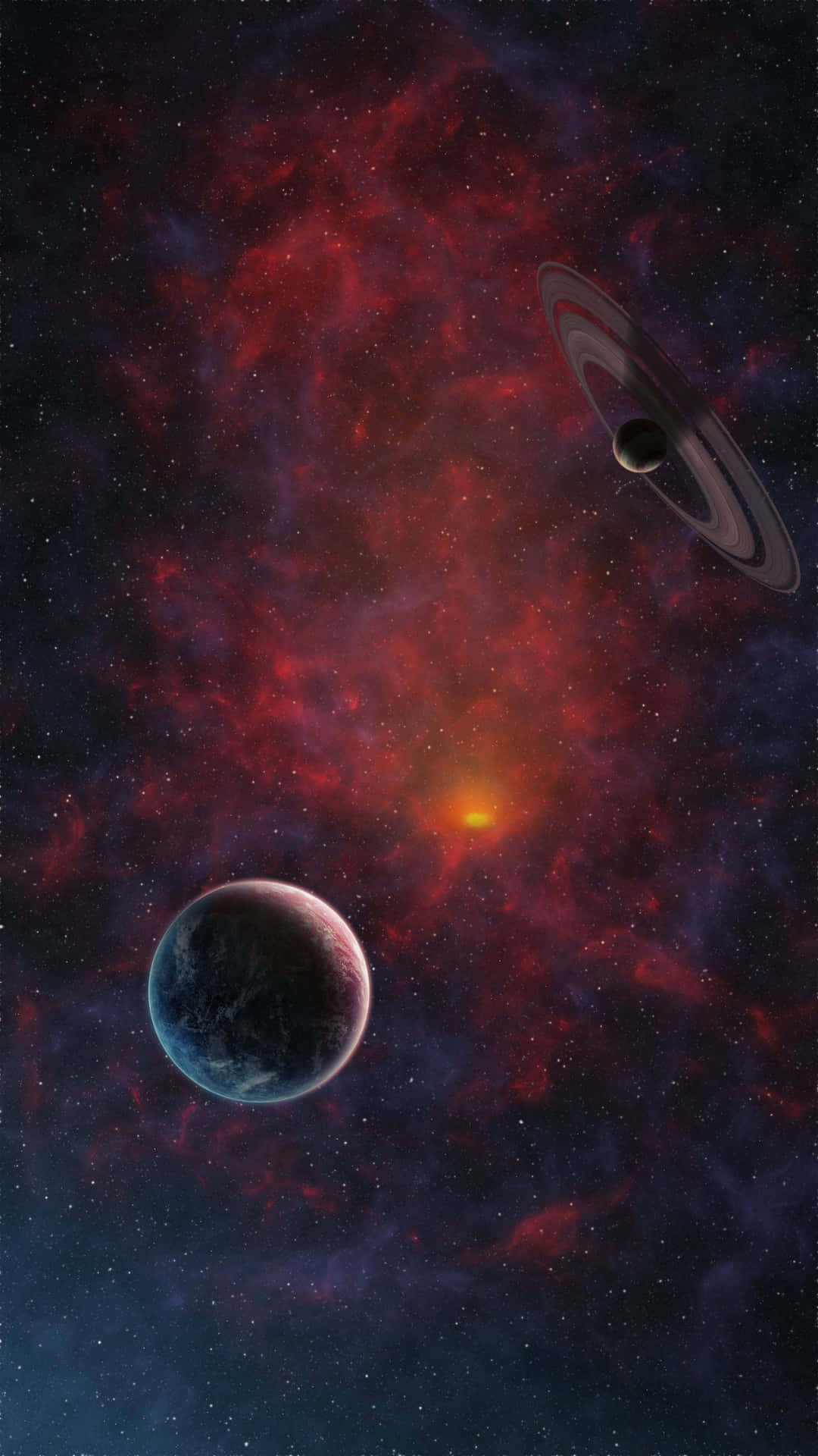 a planet and a star in space Wallpaper