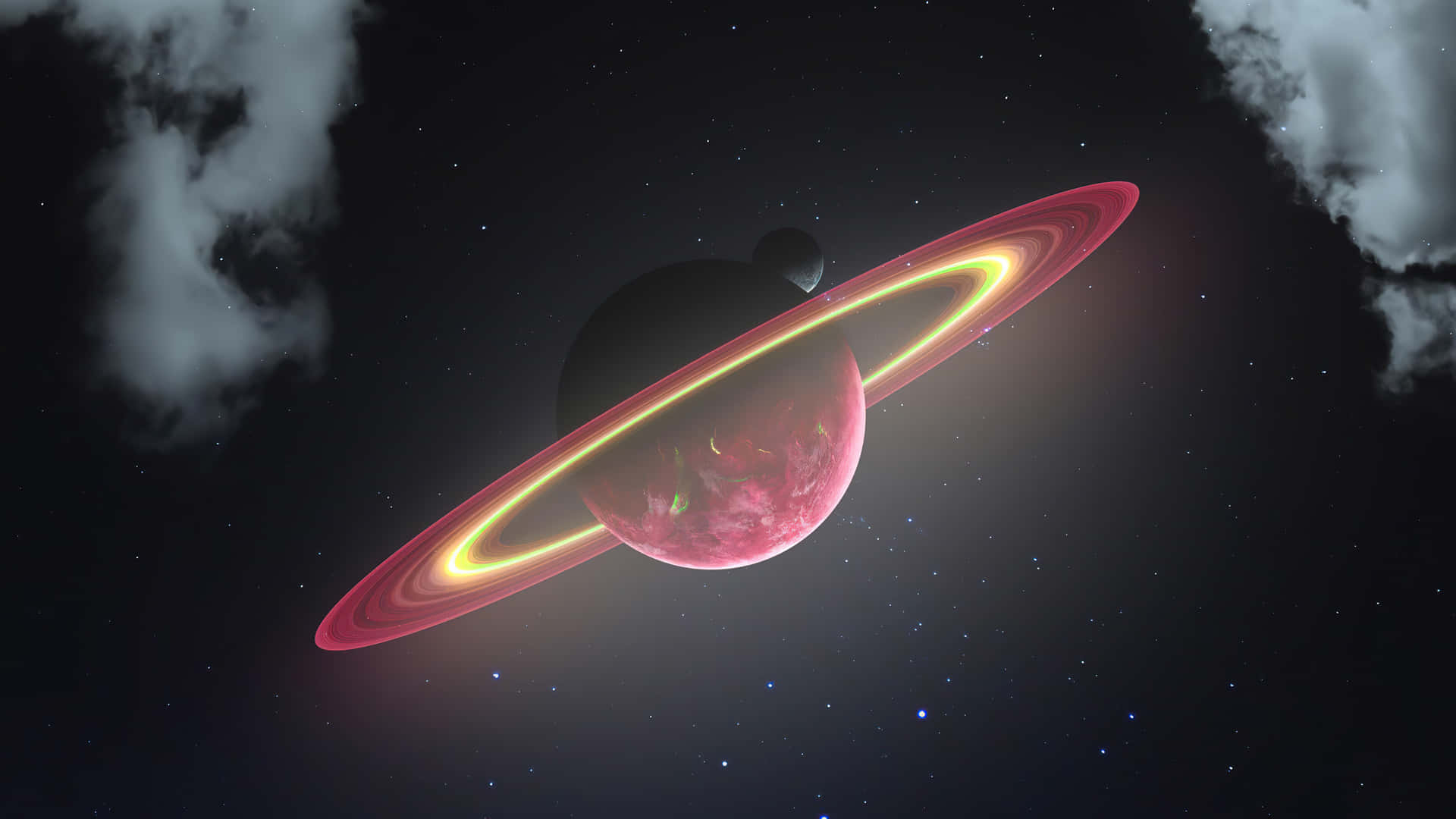 View of a fiery red planet, with stars in the background Wallpaper
