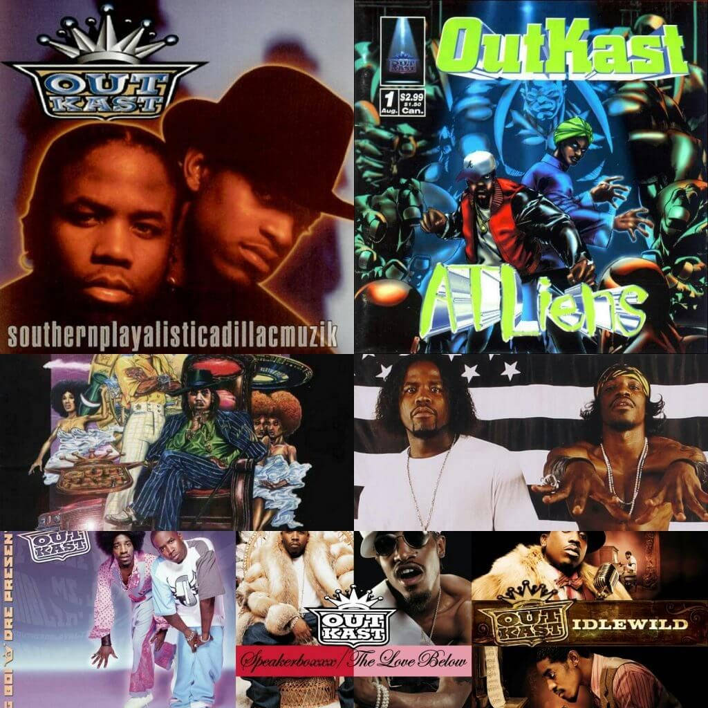 Outkast Album Art Collage 90s Hip Hop Background