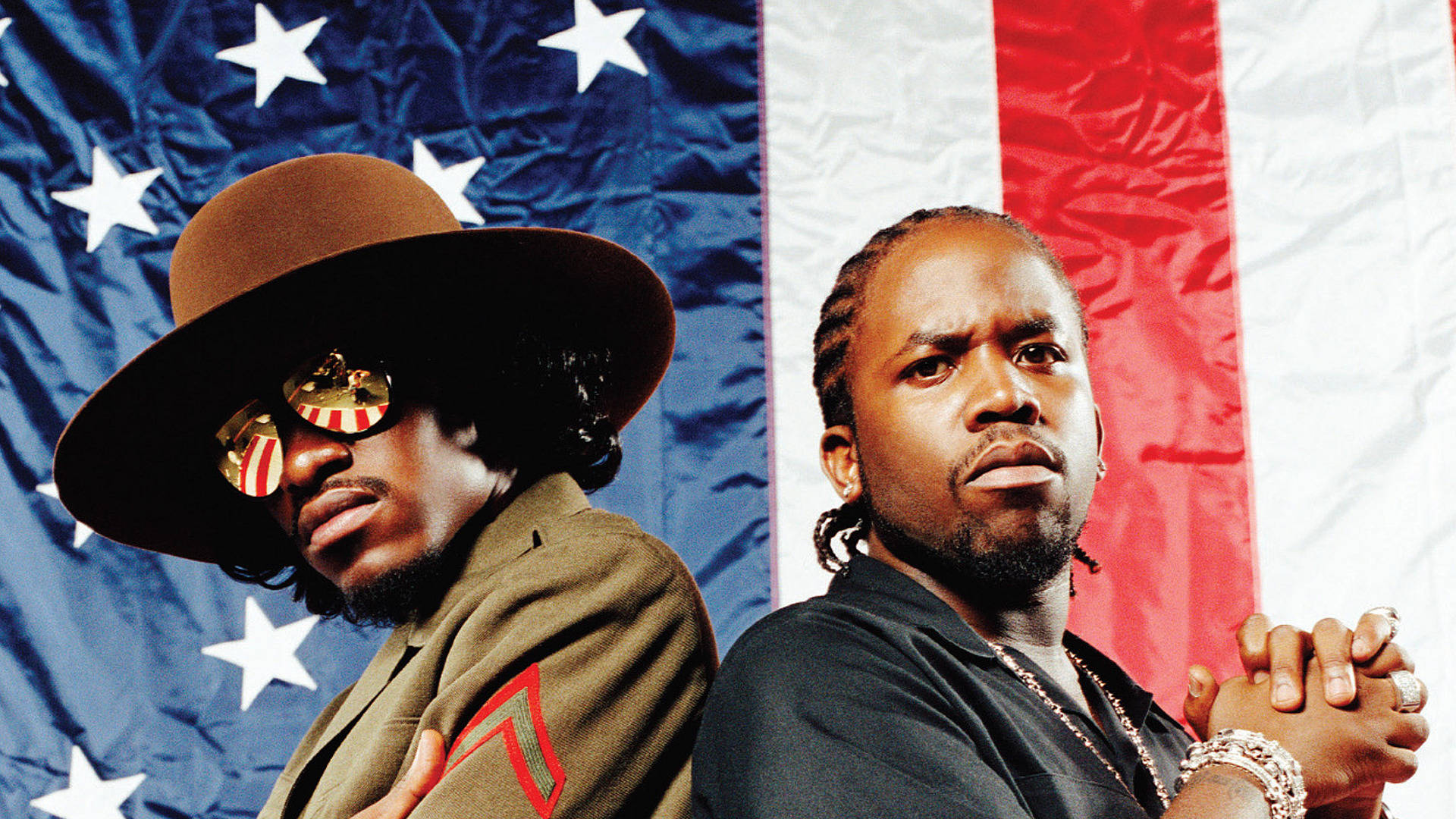 Outkast Big Boi Andrei 3000 American Flag Photoshoot Background