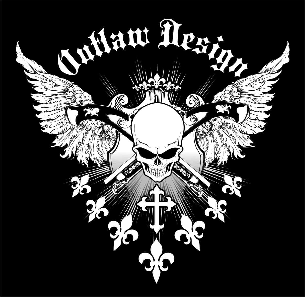 Outlaw Design Skull With Wings Wallpaper