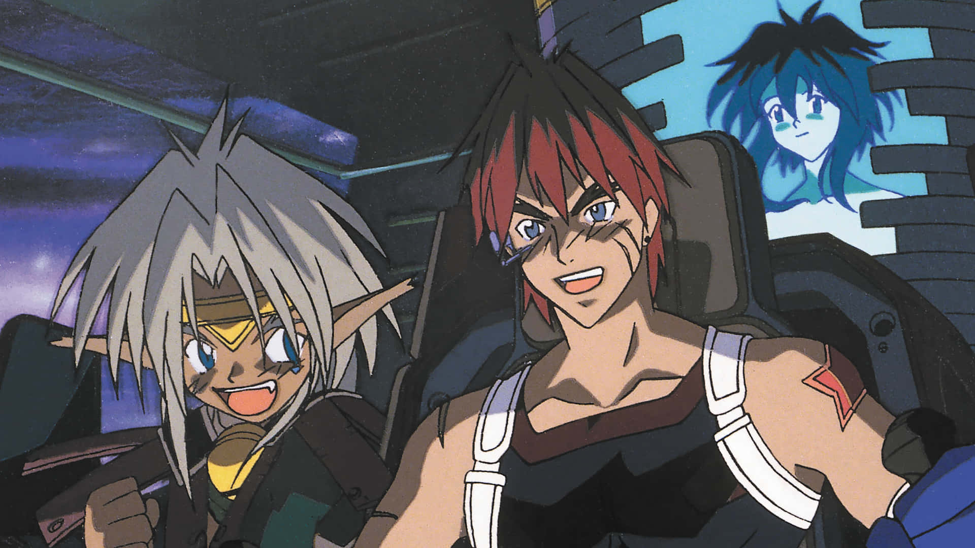 Image  Outlaw Star characters in a face-off. Wallpaper