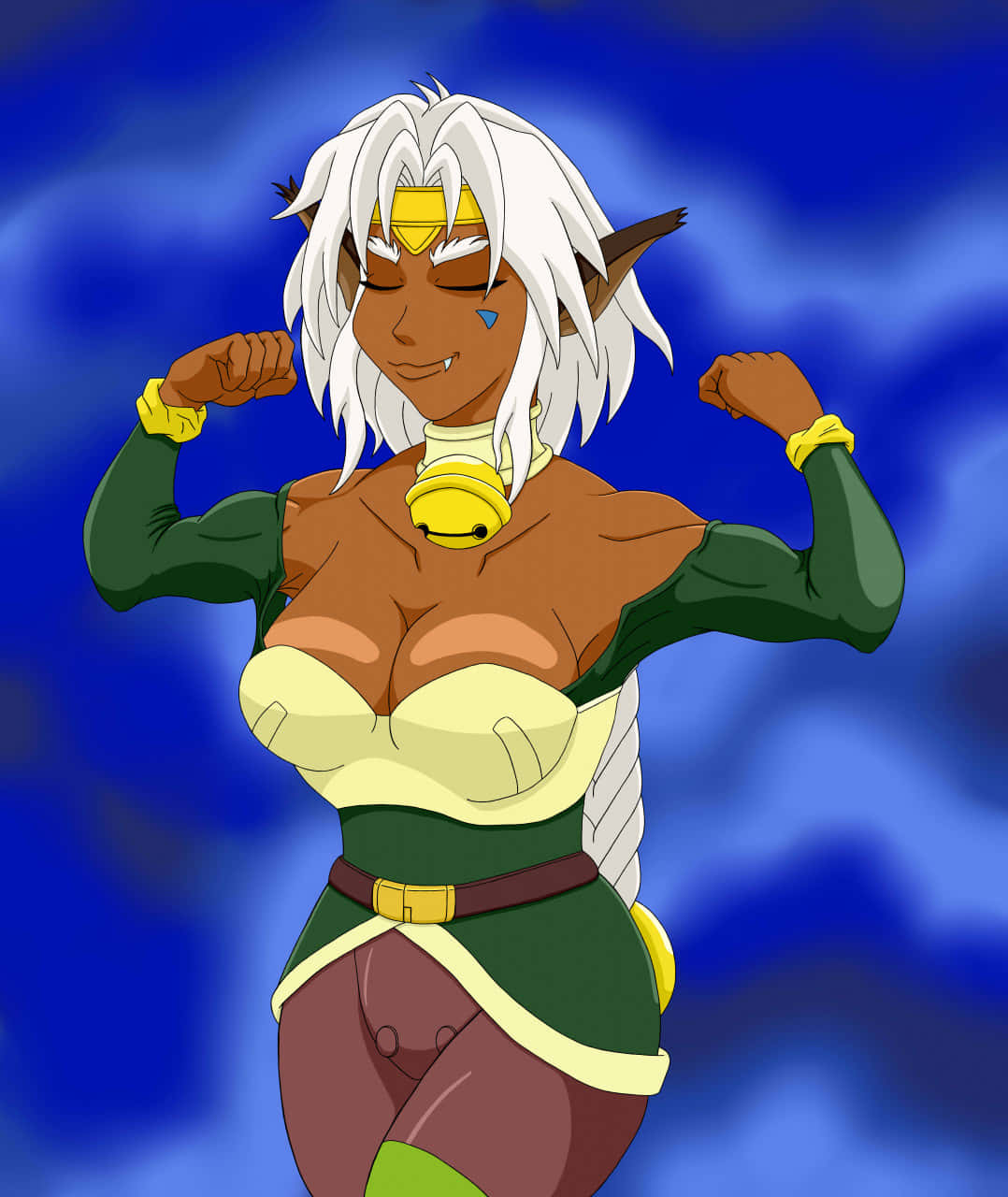 Outlaw Star Aisha Clanclan Kracht Pose Achtergrond