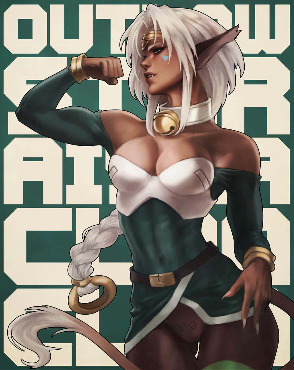 Outlaw Star Aisha Clanclan Sterke Houding Achtergrond