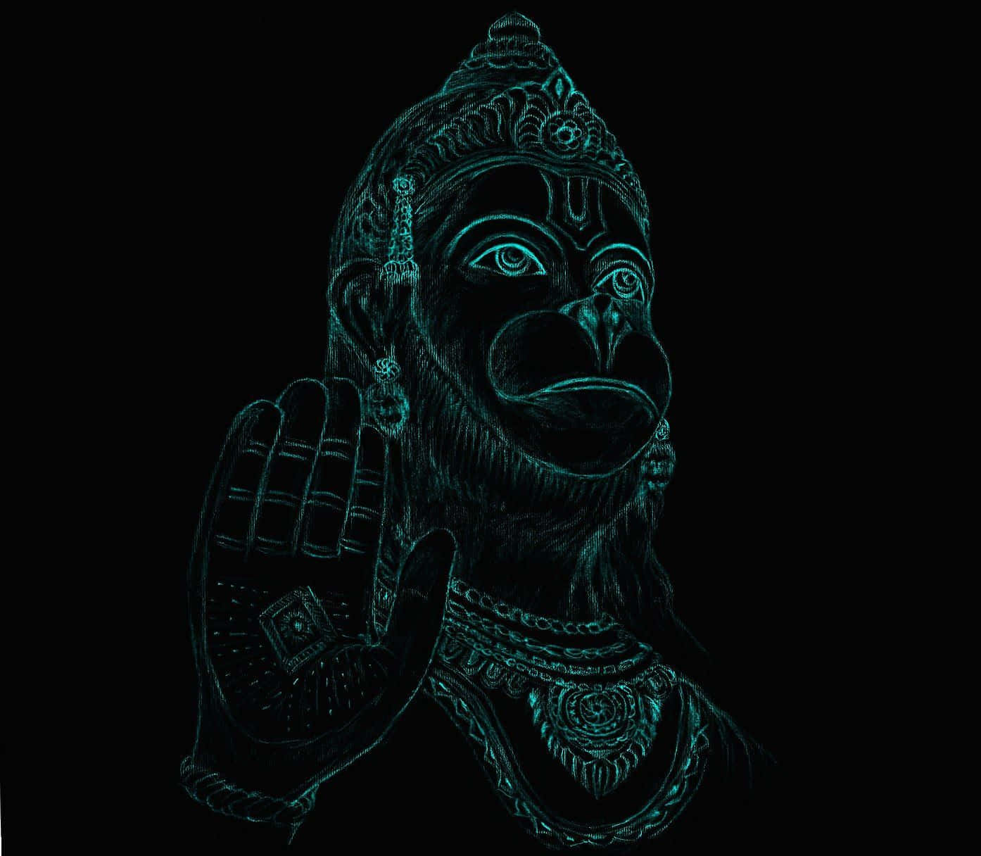 Striking Outline Art of Hanuman
