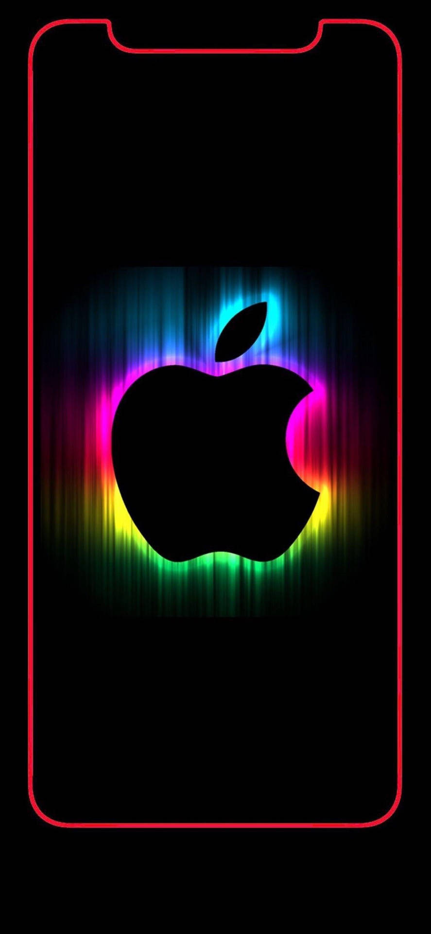 Download Red Outline Apple Screen Wallpaper | Wallpapers.com