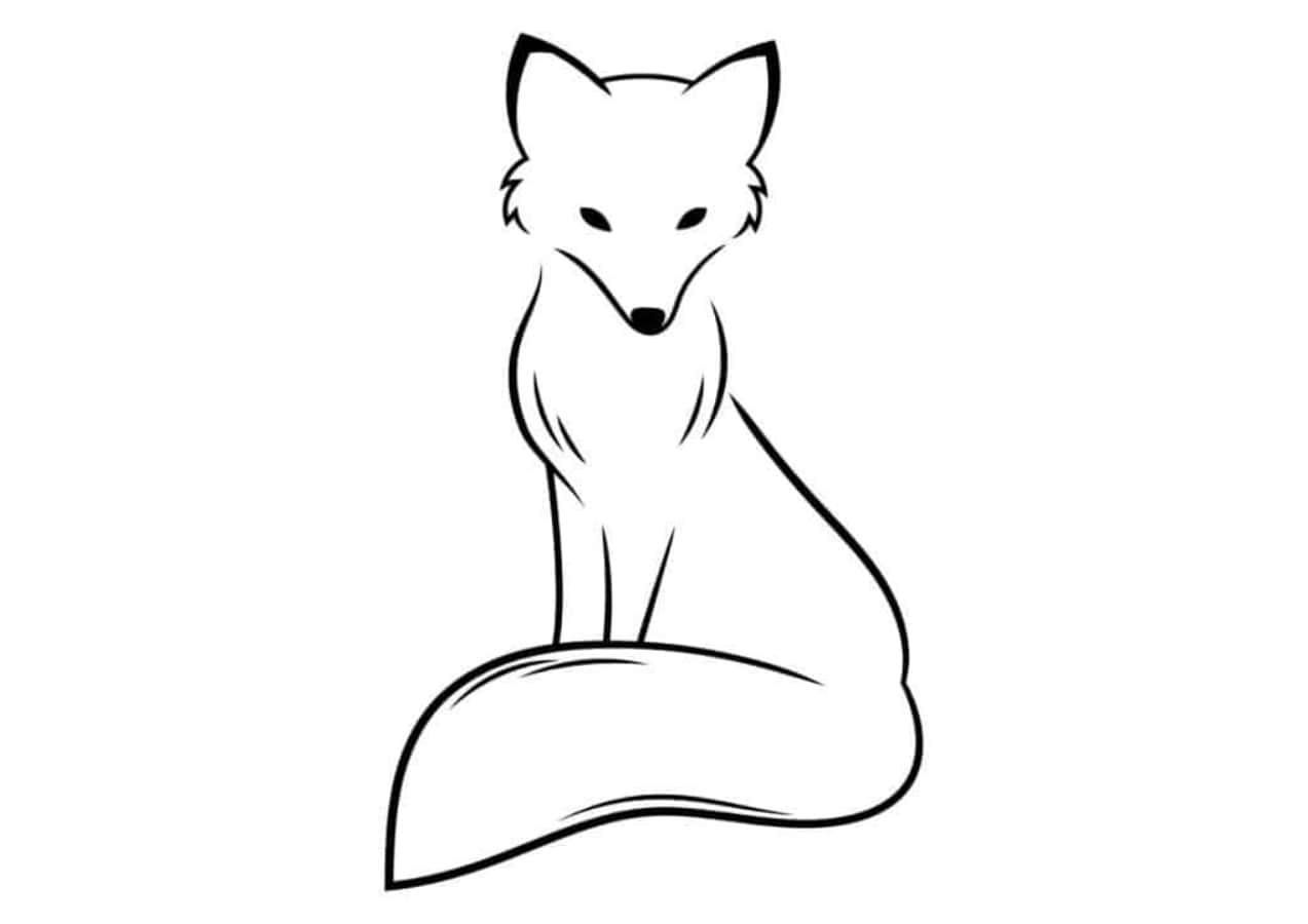 Eineschwarz-weiße Zeichnung Eines Fuchses
