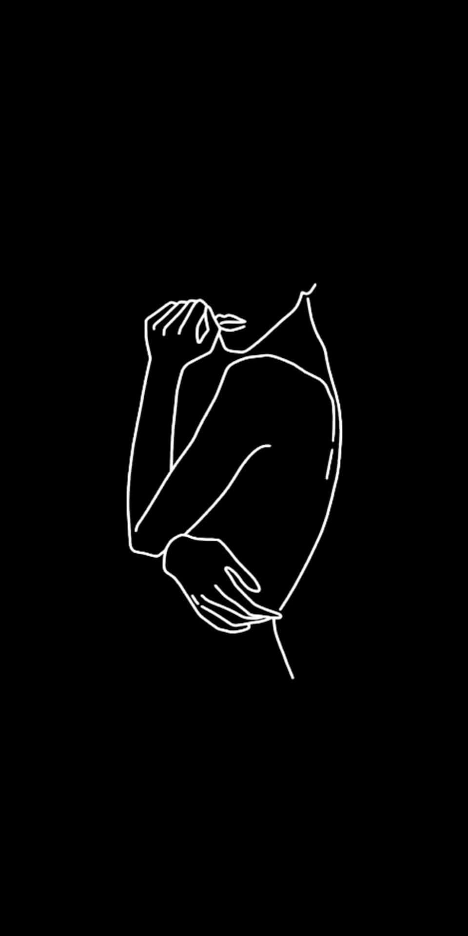 Eineschwarz-weiße Zeichnung Einer Frau Mit Den Händen In Den Hüften