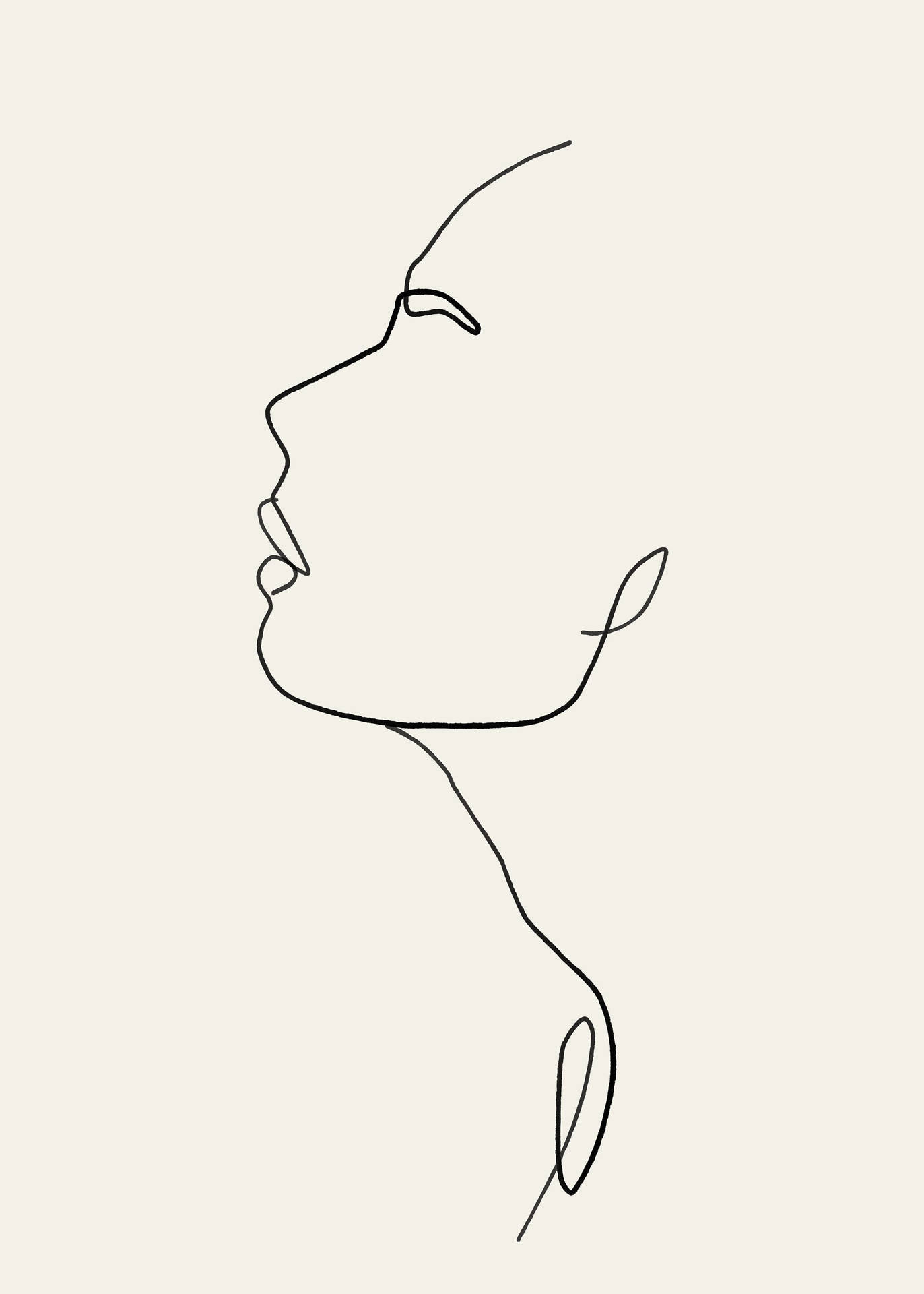 Einekontinuierliche Linienzeichnung Eines Gesichts Einer Frau Wallpaper