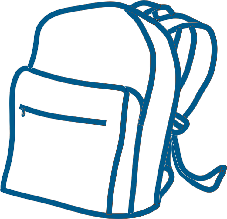 Outlined Backpack Illustration PNG