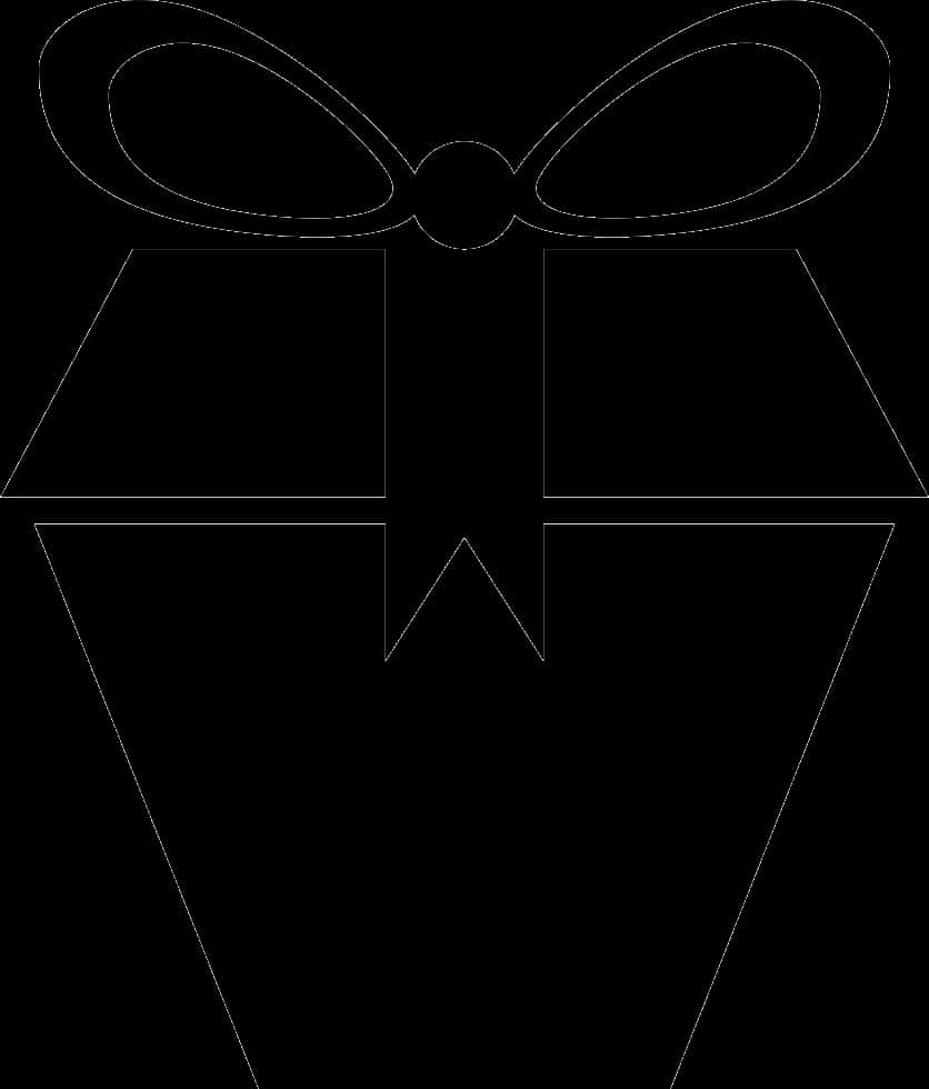 Outlined Gift Box Graphic PNG