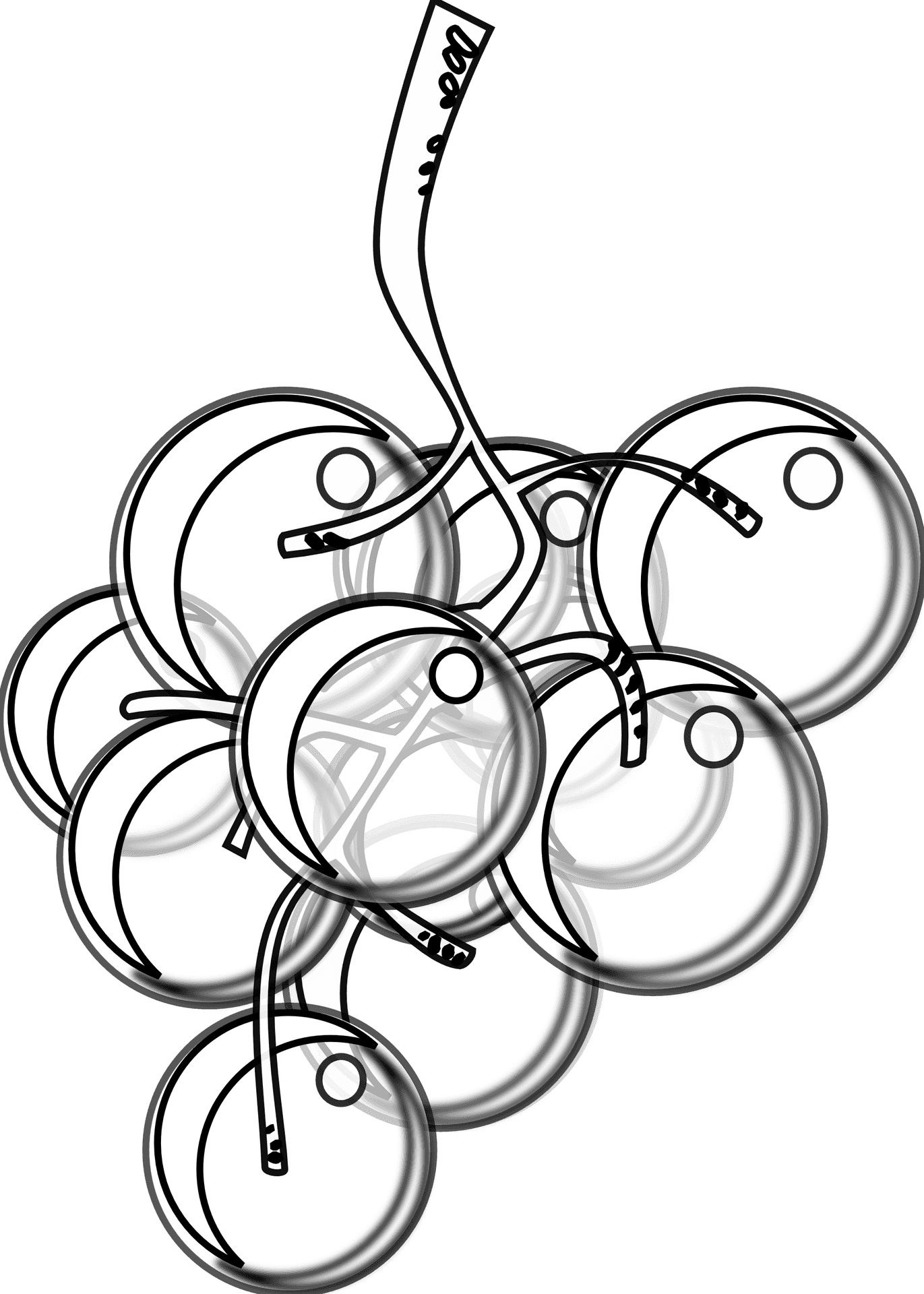 Outlined Grapes Cluster Illustration PNG