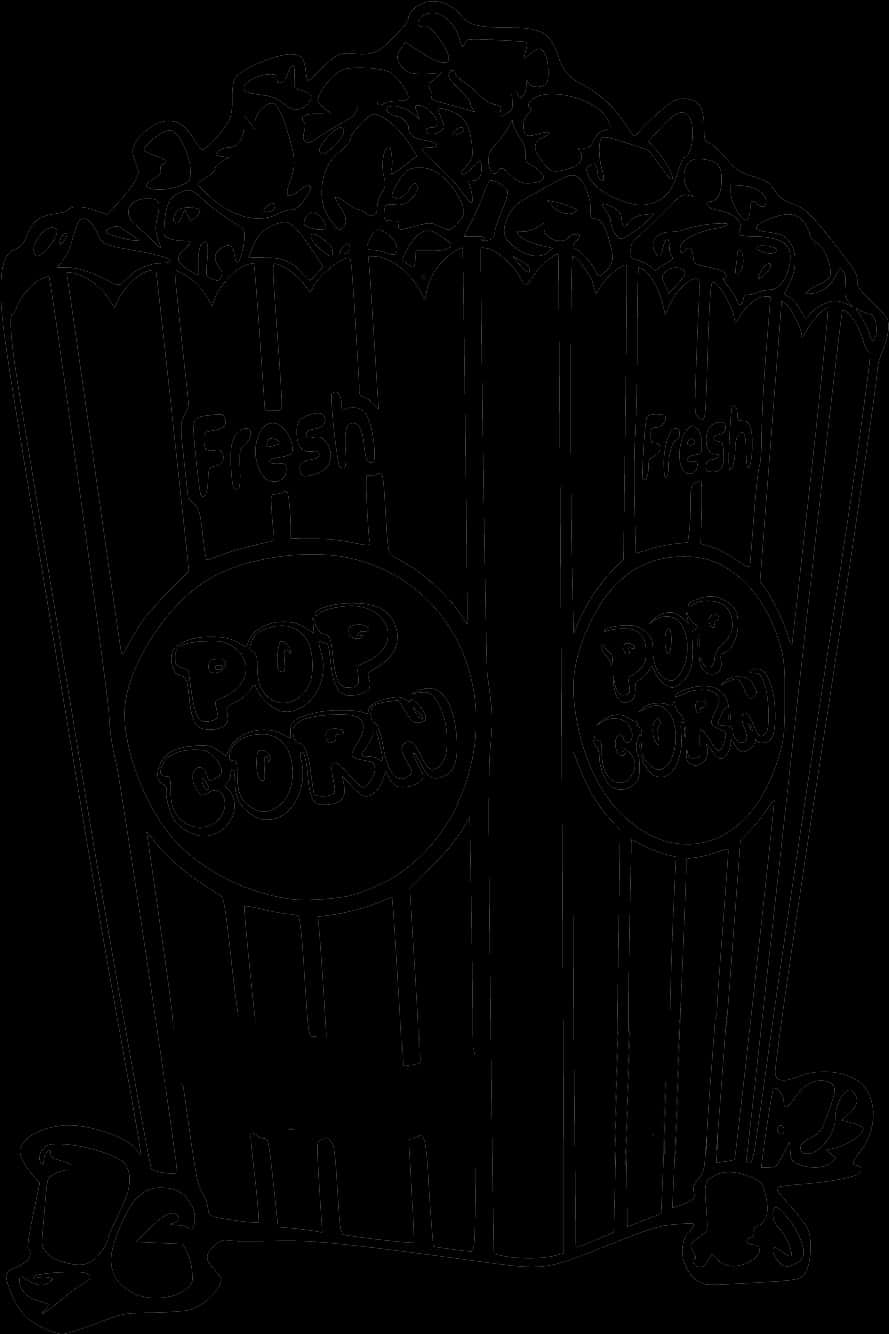 Outlined Popcorn Box Clipart PNG
