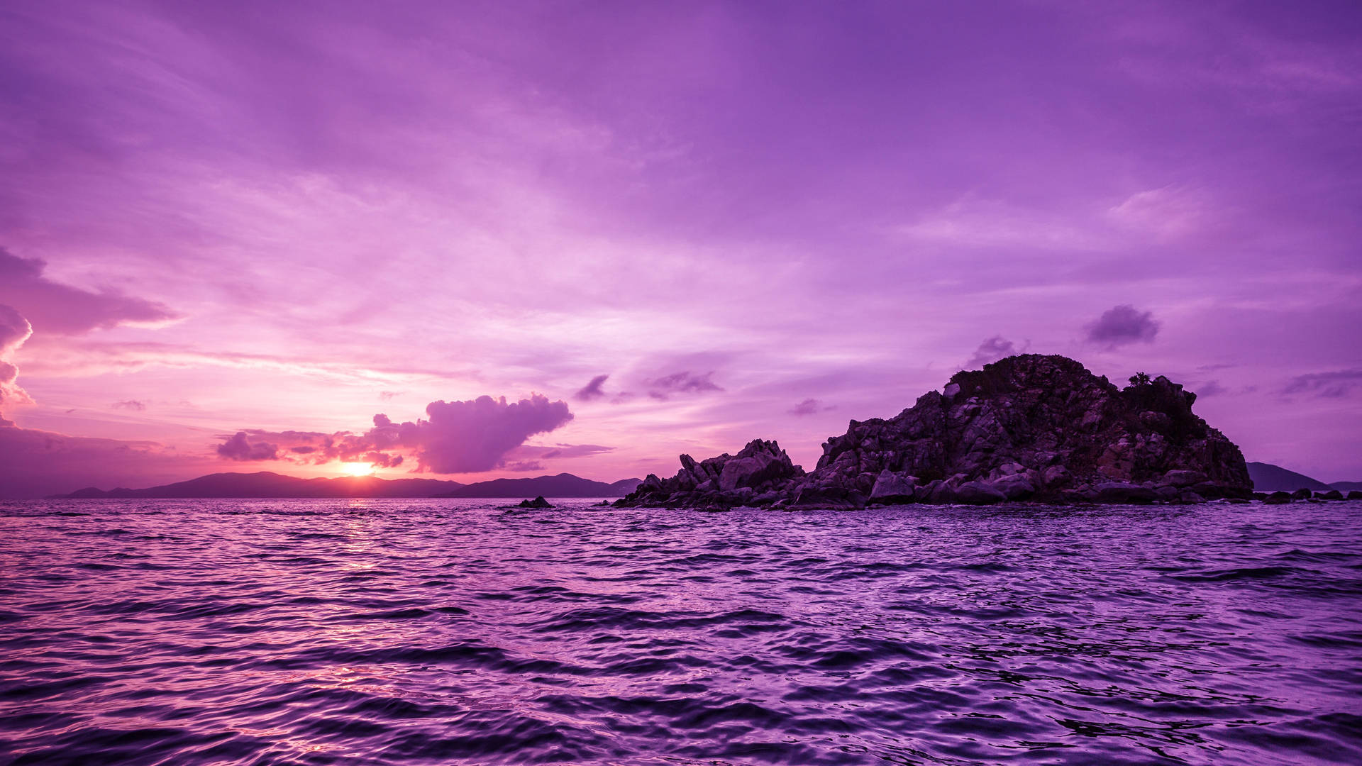 Outlook Of Purple Island And Sky Wallpaper