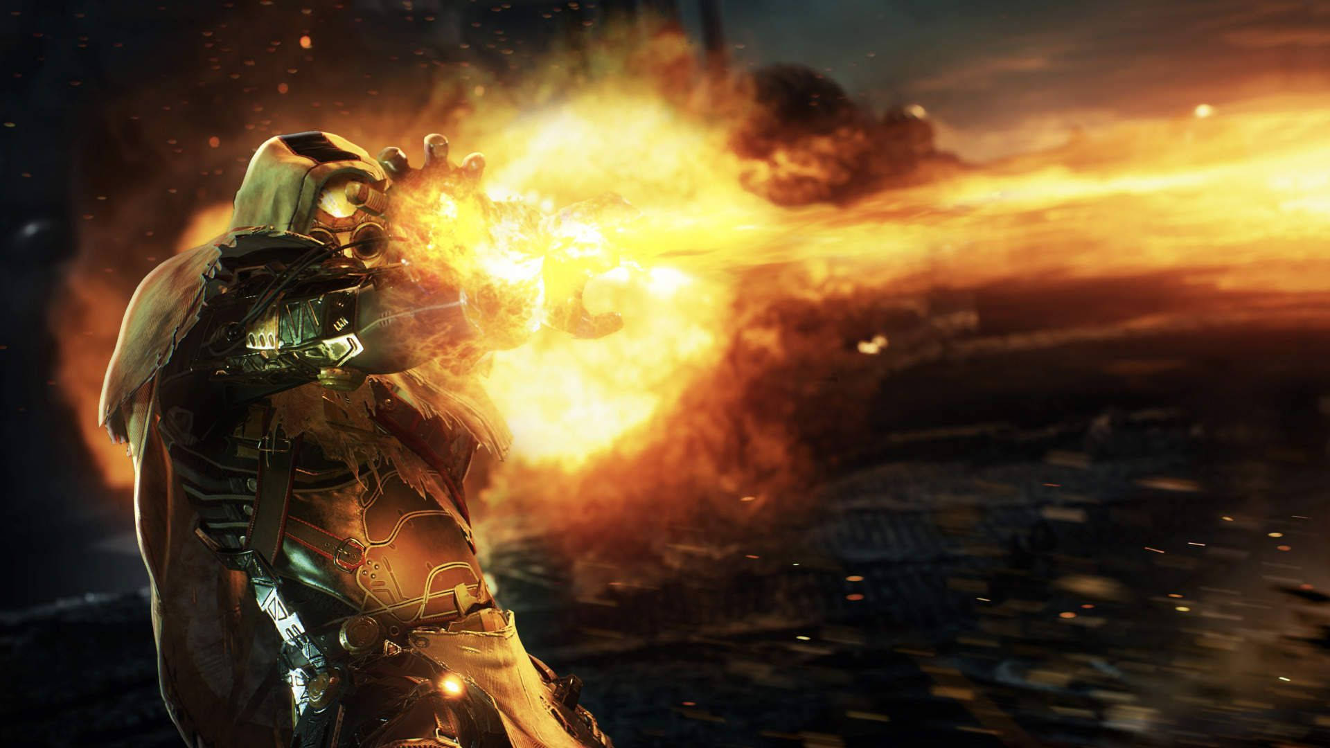 An Outrider Pyromancer unleashing a powerful fire blast. Wallpaper