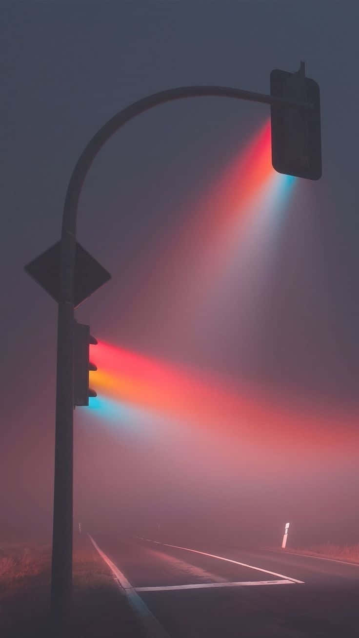 Foggy Traffic Light Outside Background