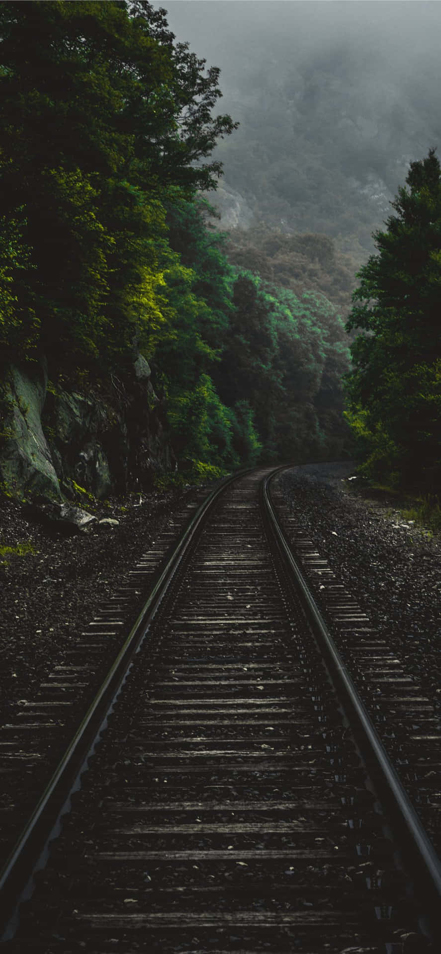 Dark Wooden Train Railroad Outside Background