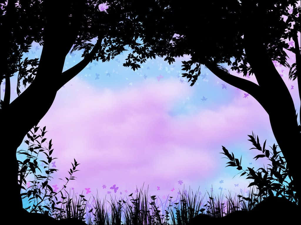 Dark Silhouette Forest Outside Background Illustration Background