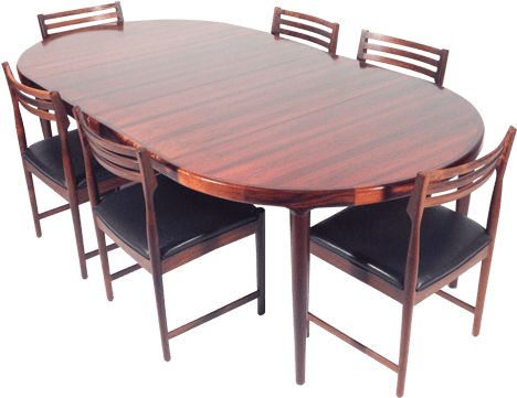 Oval Wooden Dining Table Set PNG