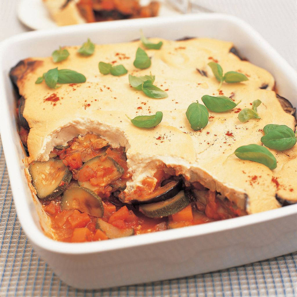 Oven-baked Moussaka Topped With Slices Of Eggplant Wallpaper