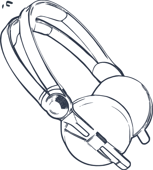 Over Ear_ Headphones_ Icon_ Sketch PNG