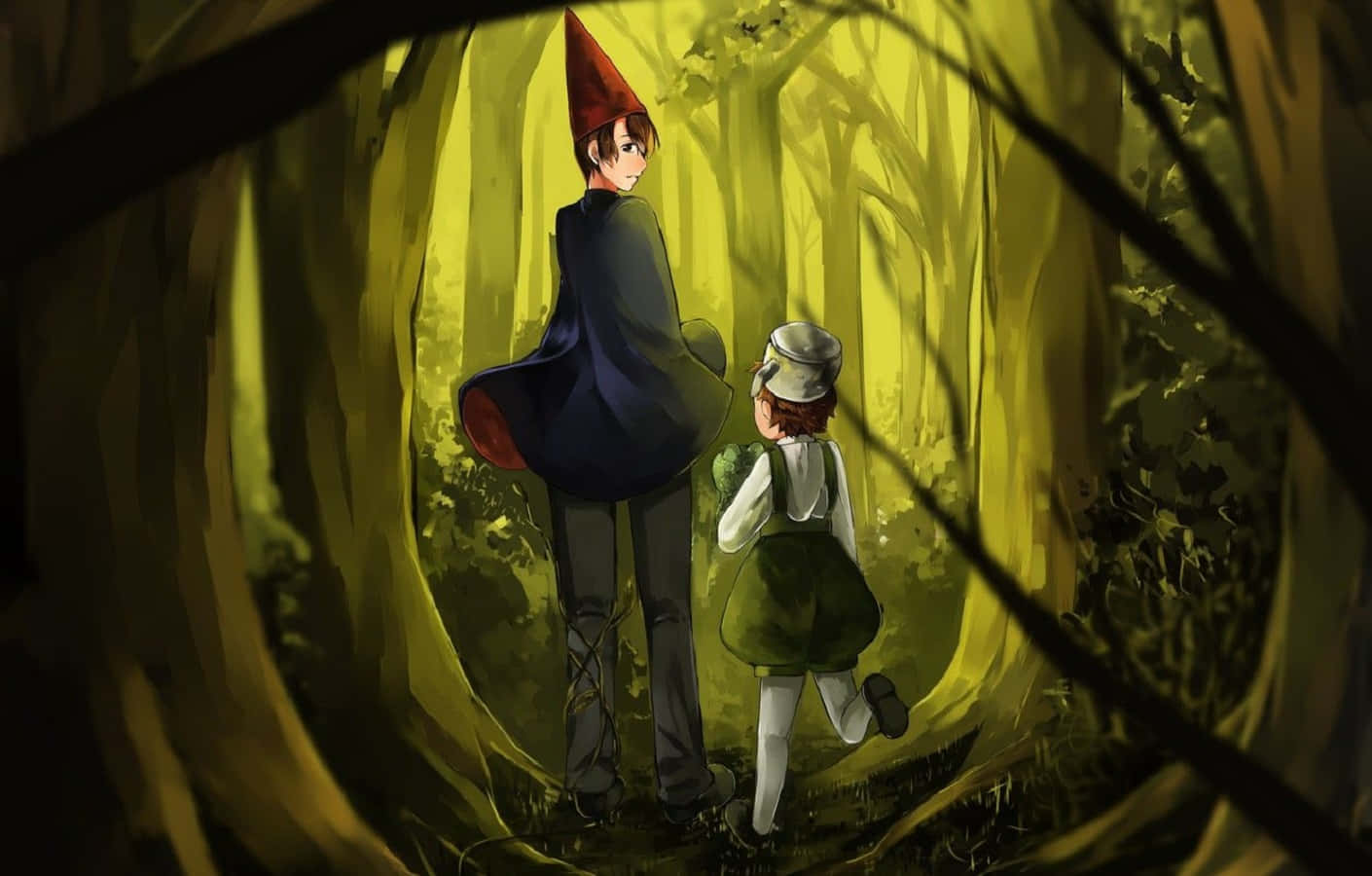 A Girl And A Boy Walking Through The Woods