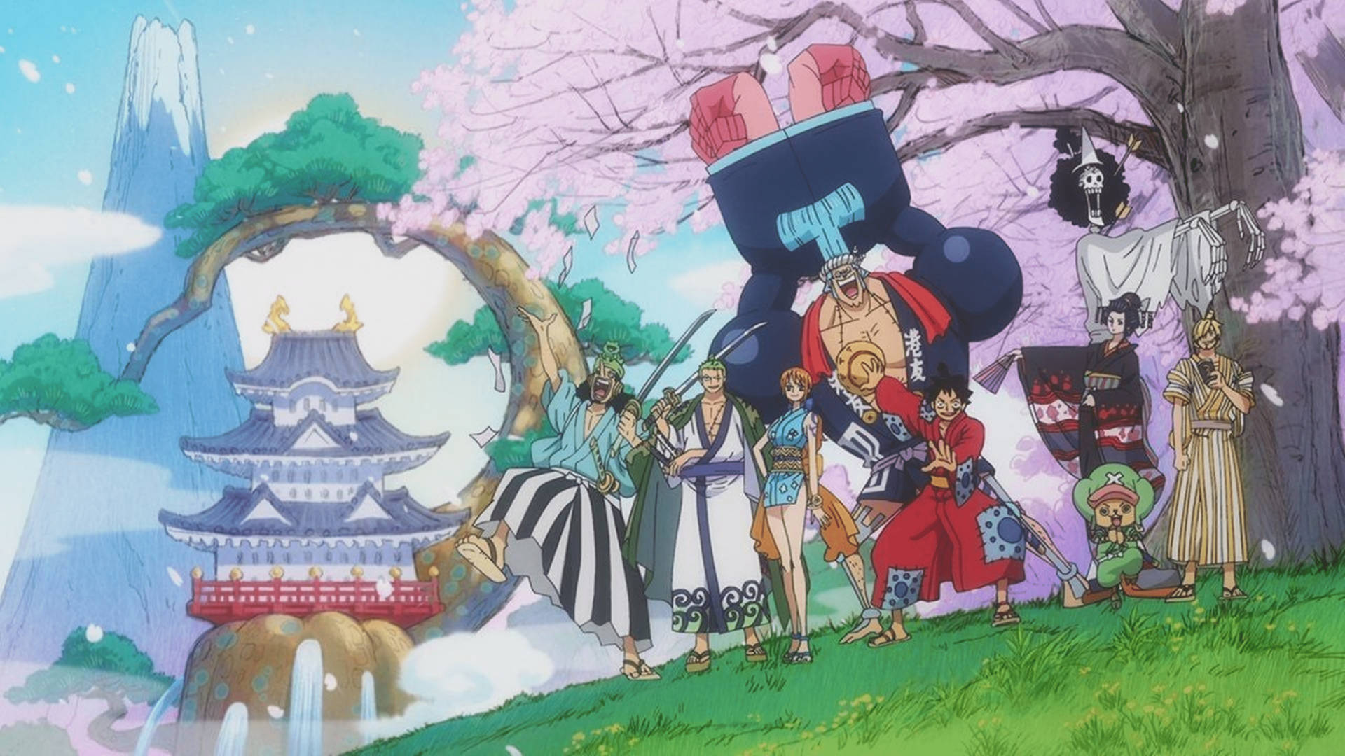 Sobrela Cima One Piece Wano Opening En 4k Fondo de pantalla