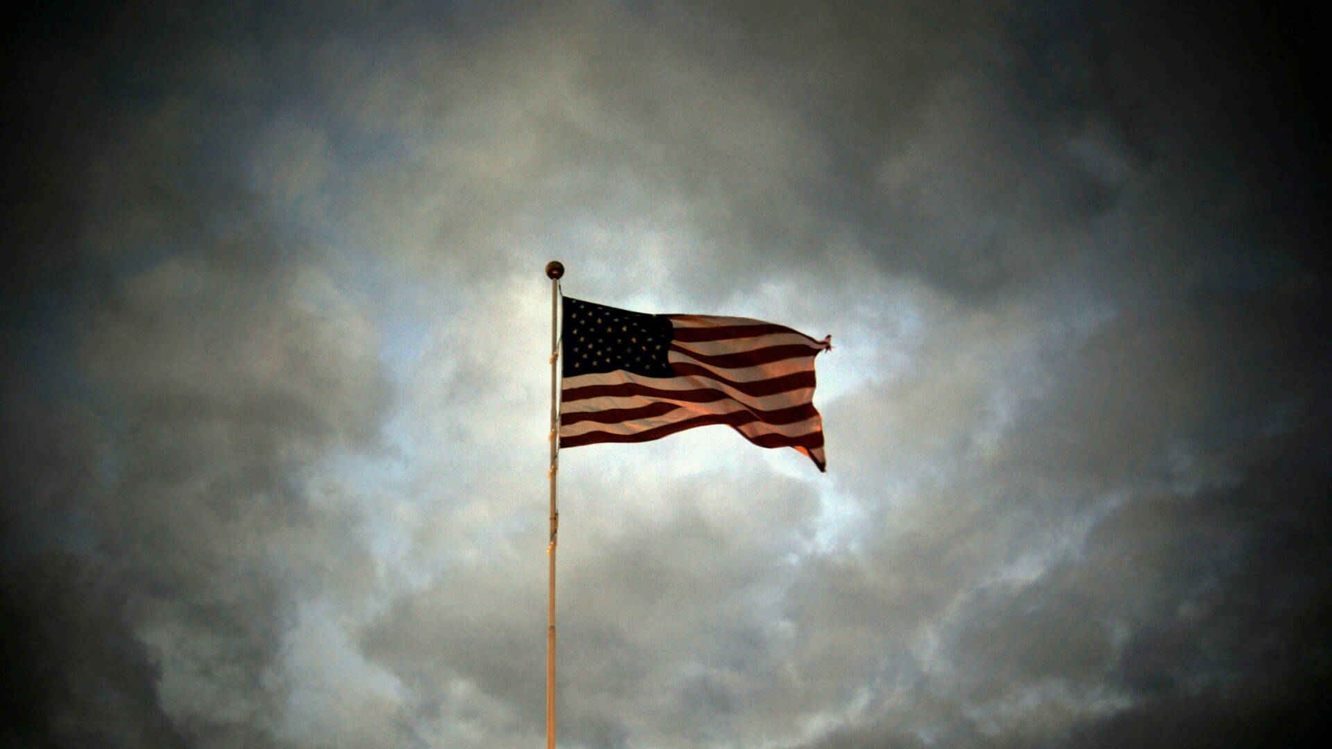 Overcast American Flag Hd Background