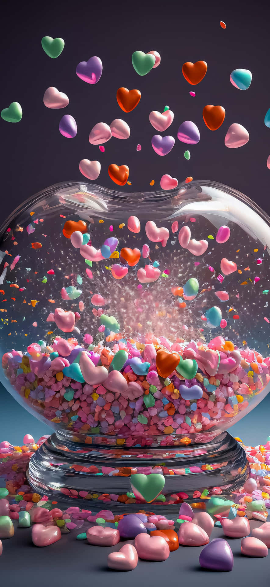 Overflowing Hearts Candy Jar Wallpaper