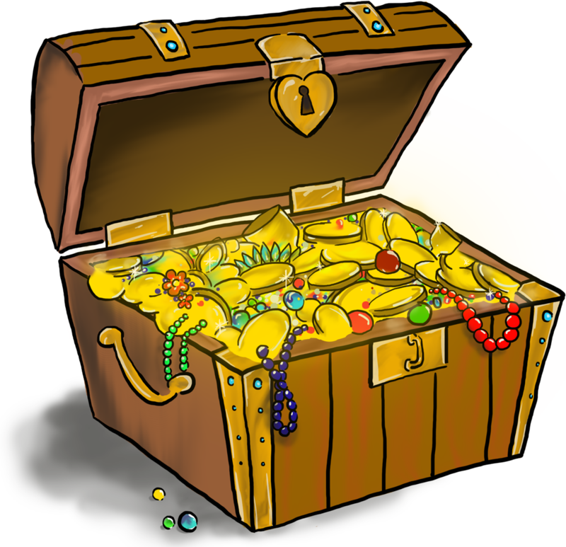 Overflowing Treasure Chest Illustration PNG
