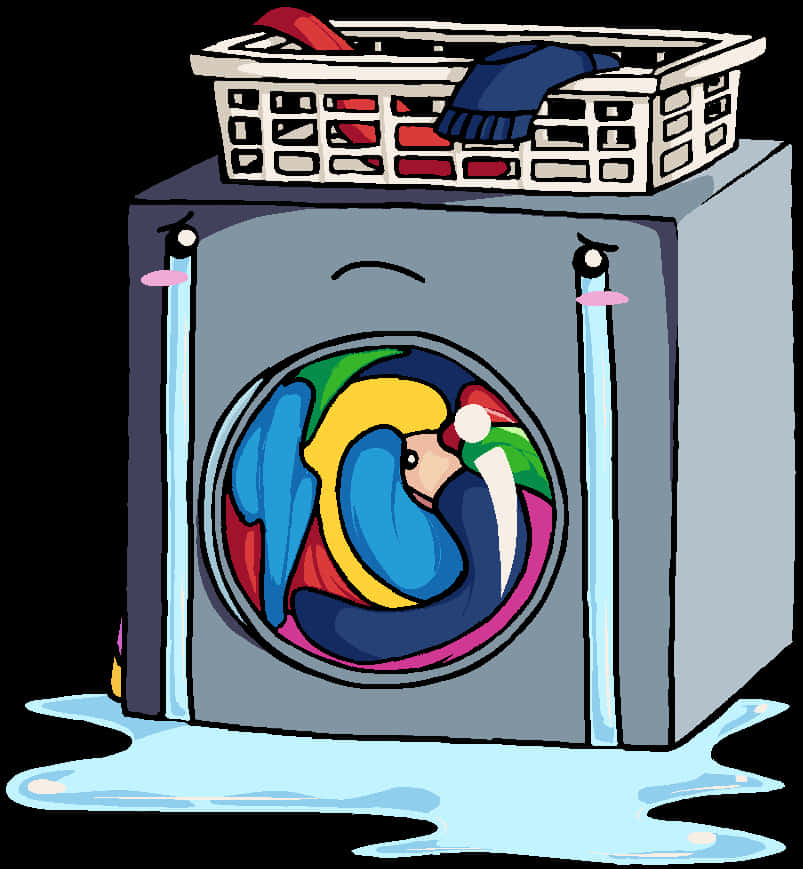 Overflowing Washing Machine Cartoon PNG