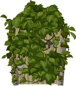 Overgrown_ Birdhouse_in_ Green_ Foliage PNG