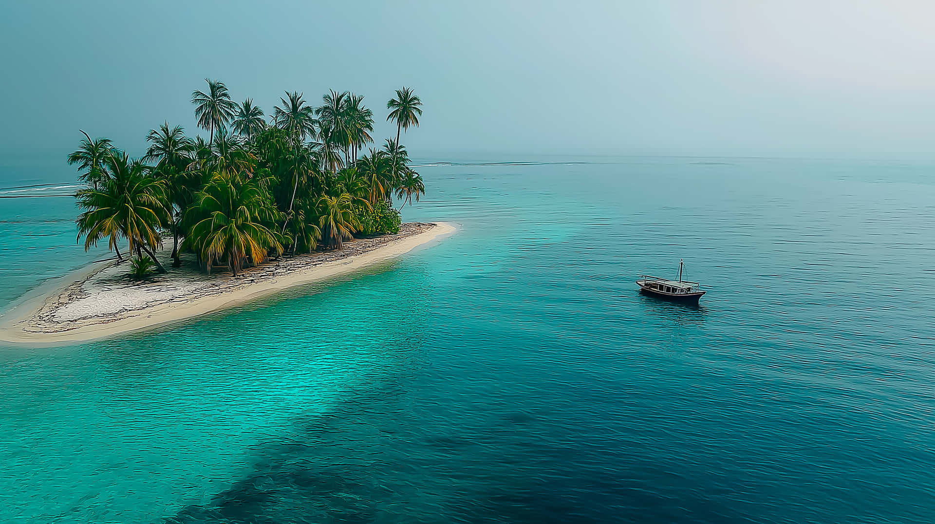Overhead View Of Secluded Tropical Island Wallpaper