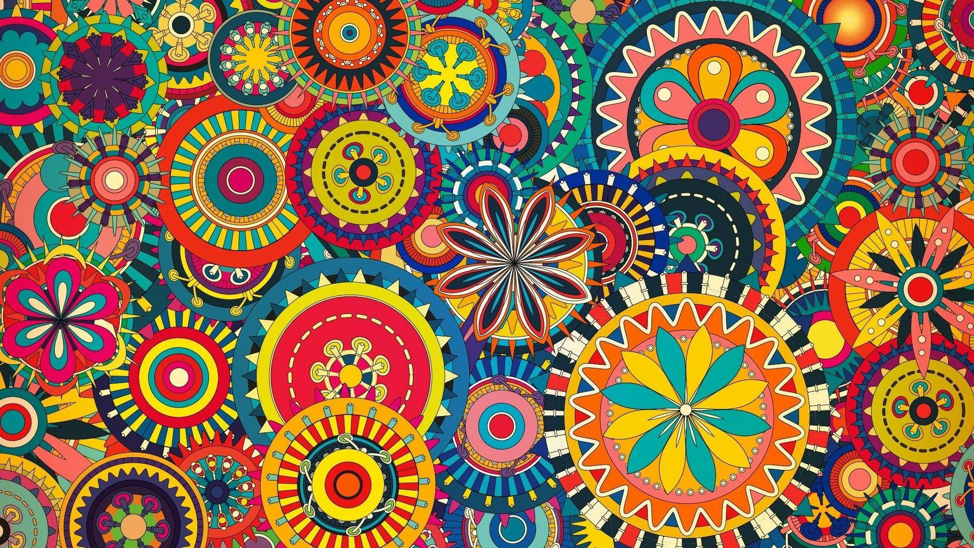Captivating Overlapping Boho Circle Patterns Wallpaper