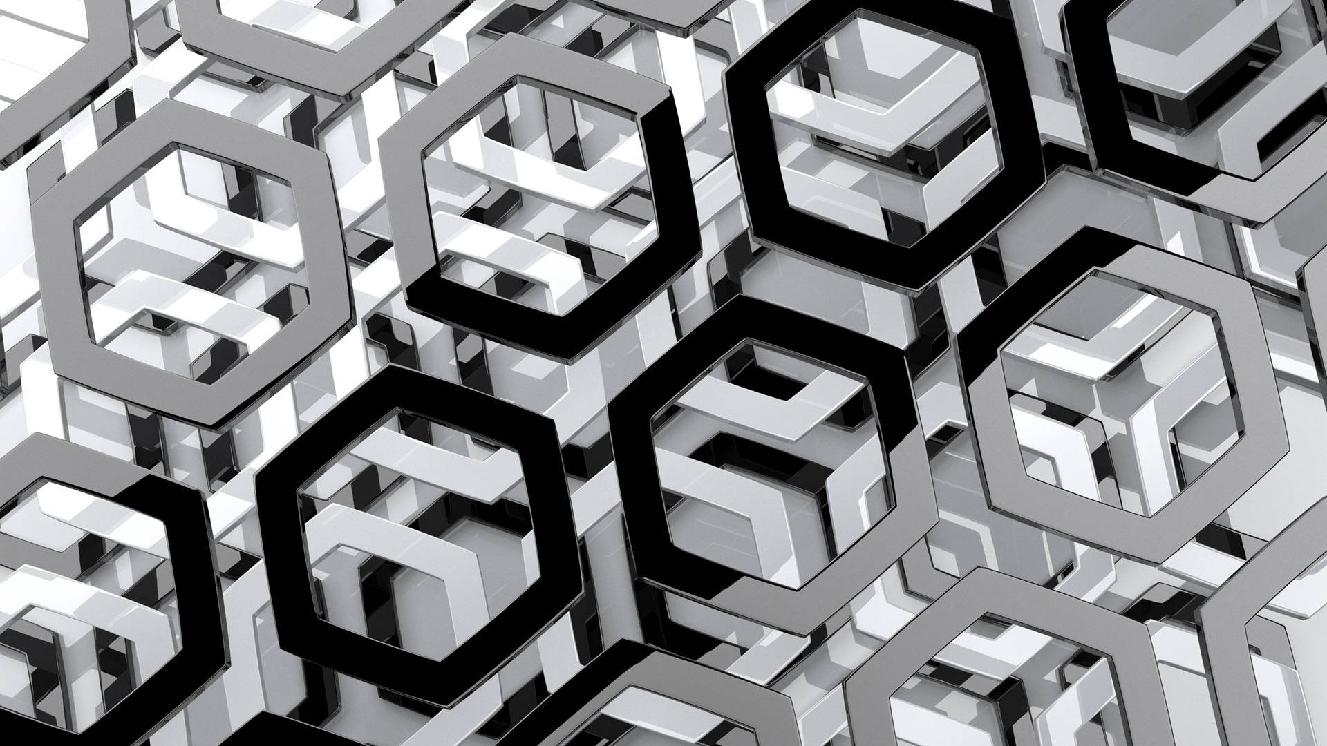 Overlapping Hexagon Steel Layers Wallpaper