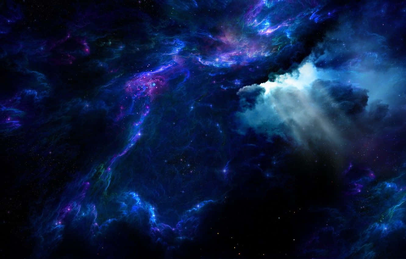 Immaginesovrapposta Di Una Nebulosa Spaziale Blu.