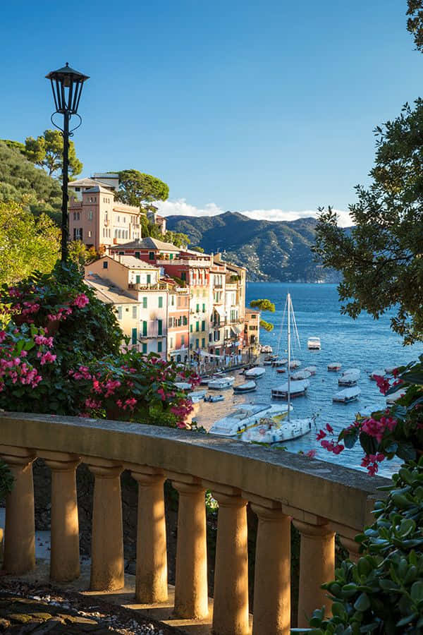 Overlooking Sea And Mountains In Portofino Italy Picture