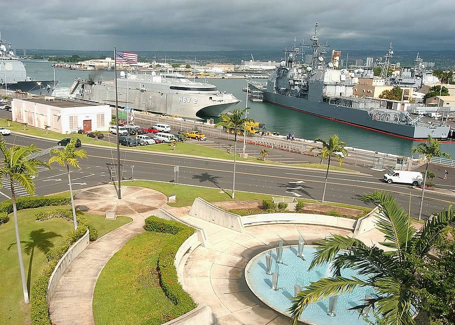 Overlooking View Of Pearl Harbor Port Wallpaper