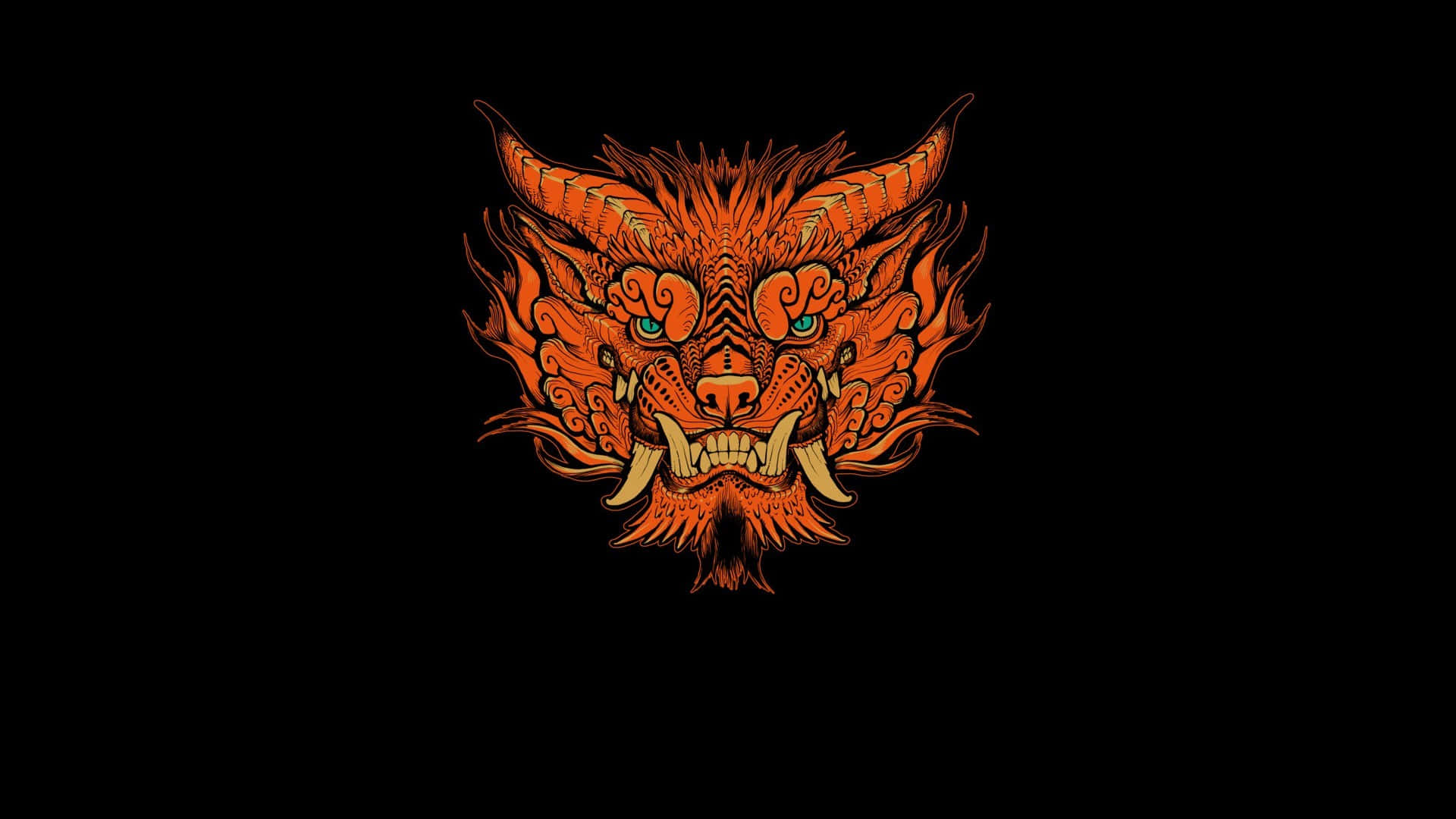 Overt Orange Dragon Wallpaper