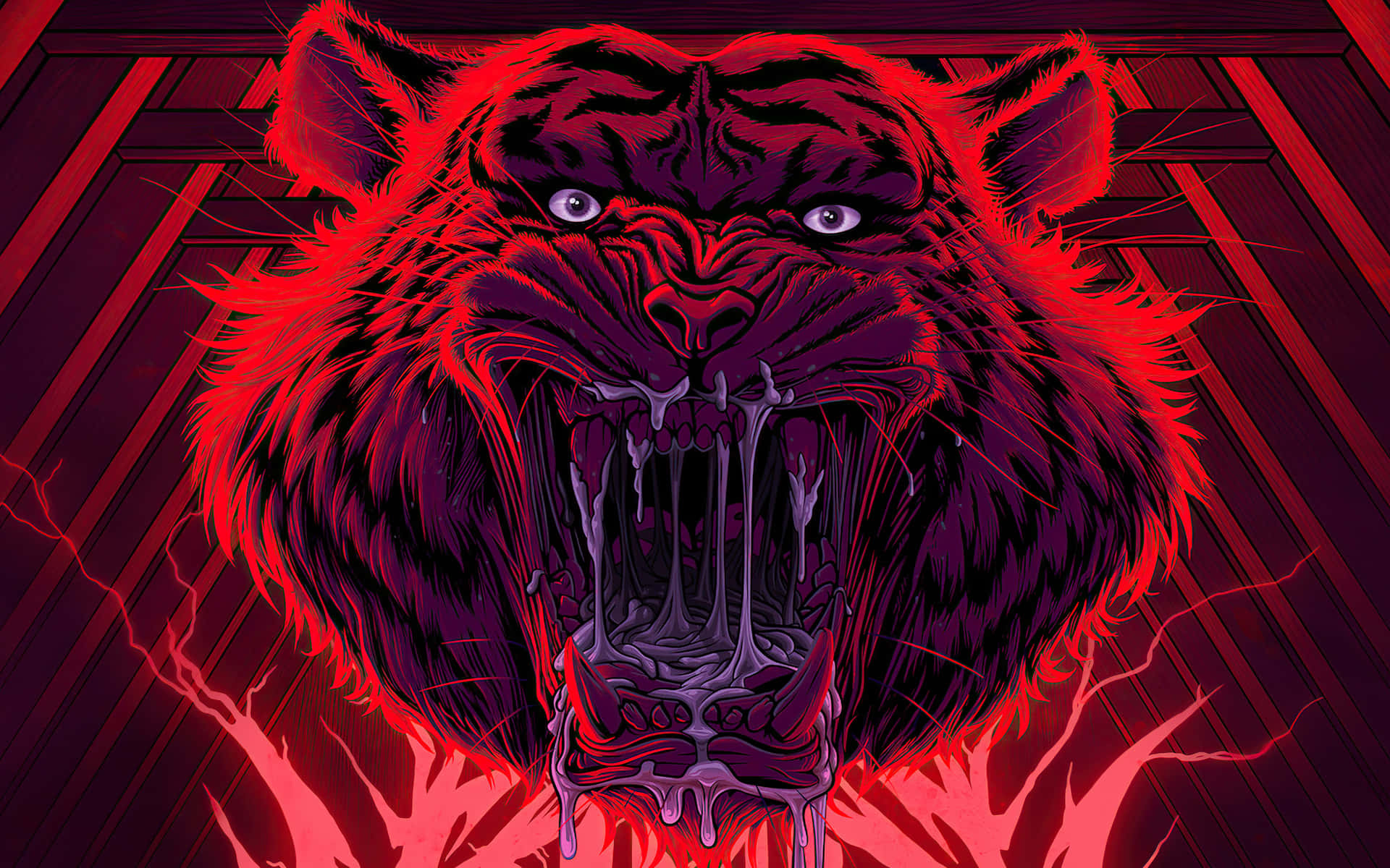 Overt Red Tiger Wallpaper