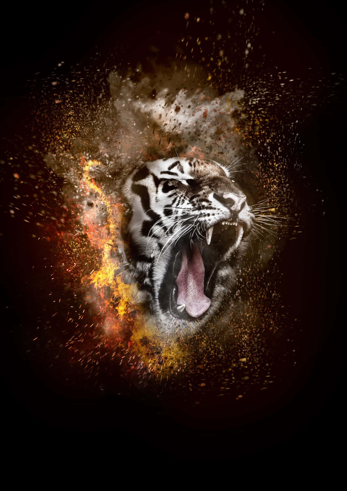 fire white tiger wallpaper