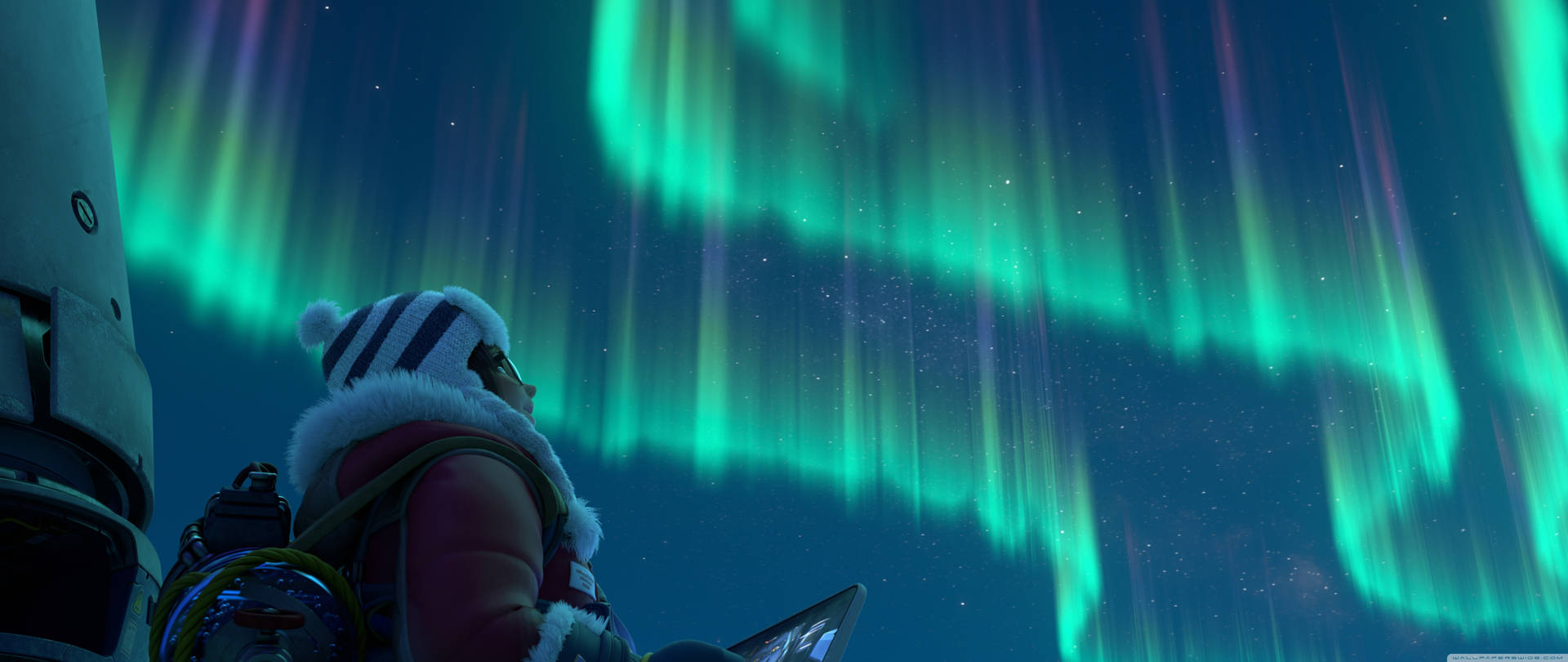 Overwatch 2 With Aurora Borealis Skyline Wallpaper