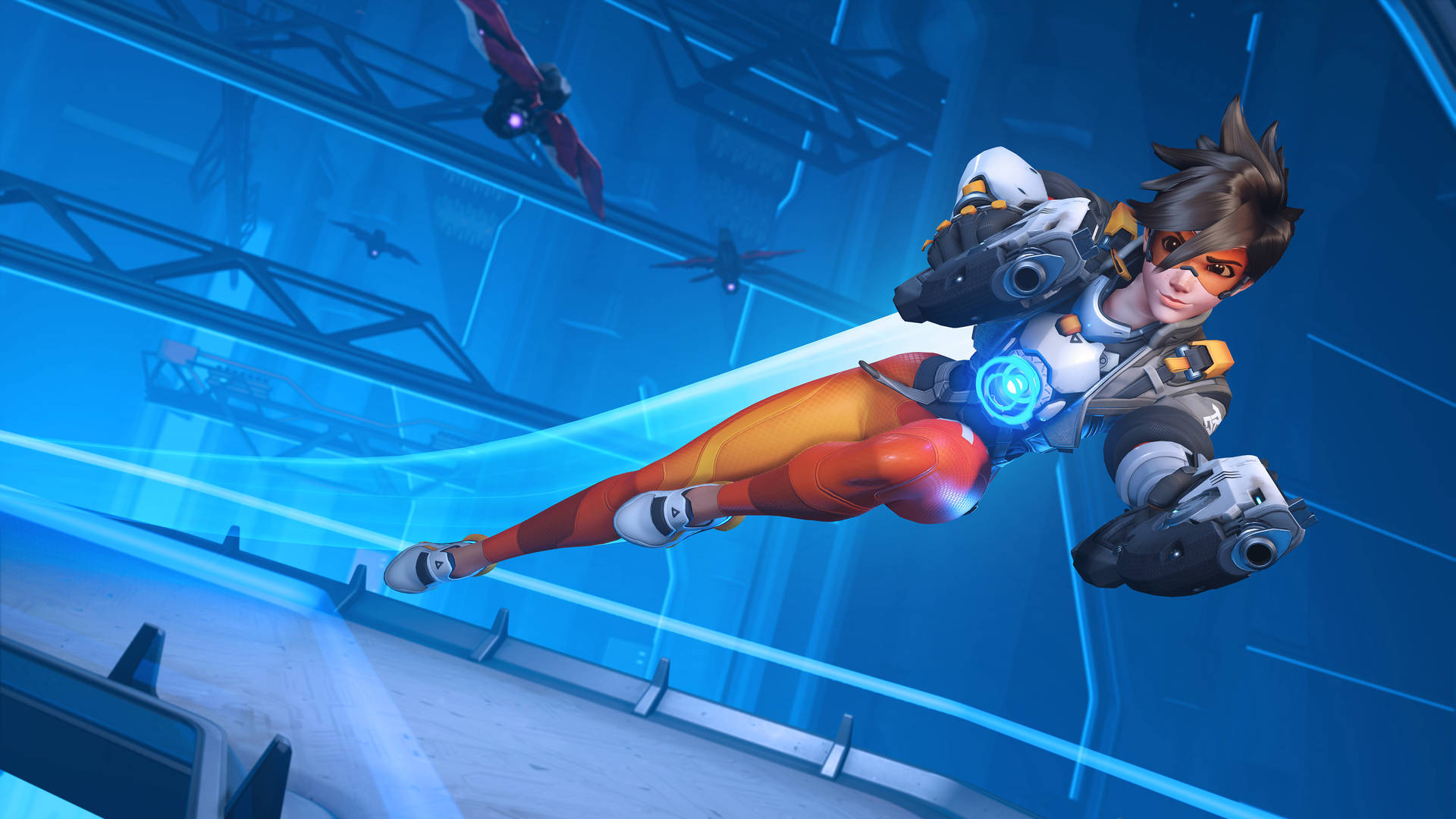 Overwatch 4k Tracer Aerial Fight Wallpaper