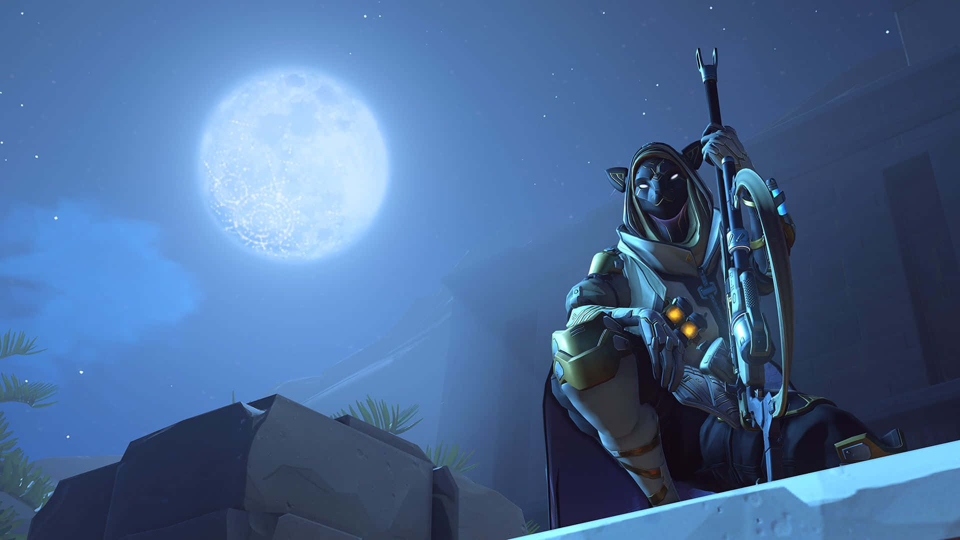 Overwatch's Ana, the skilled sniper, focuses on her target. Wallpaper