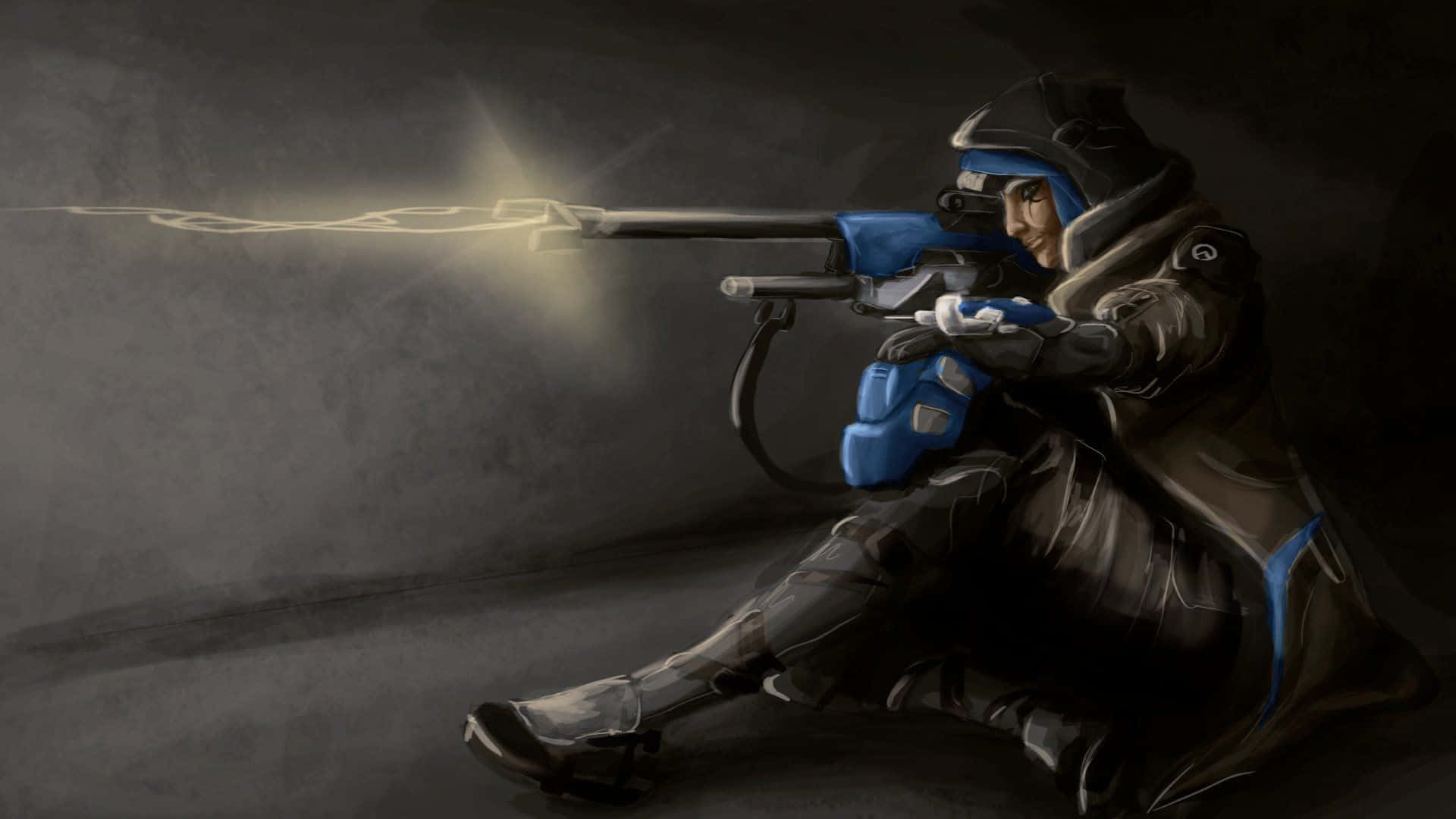 Overwatch hero Ana Amari with her classic sniper rifle Wallpaper