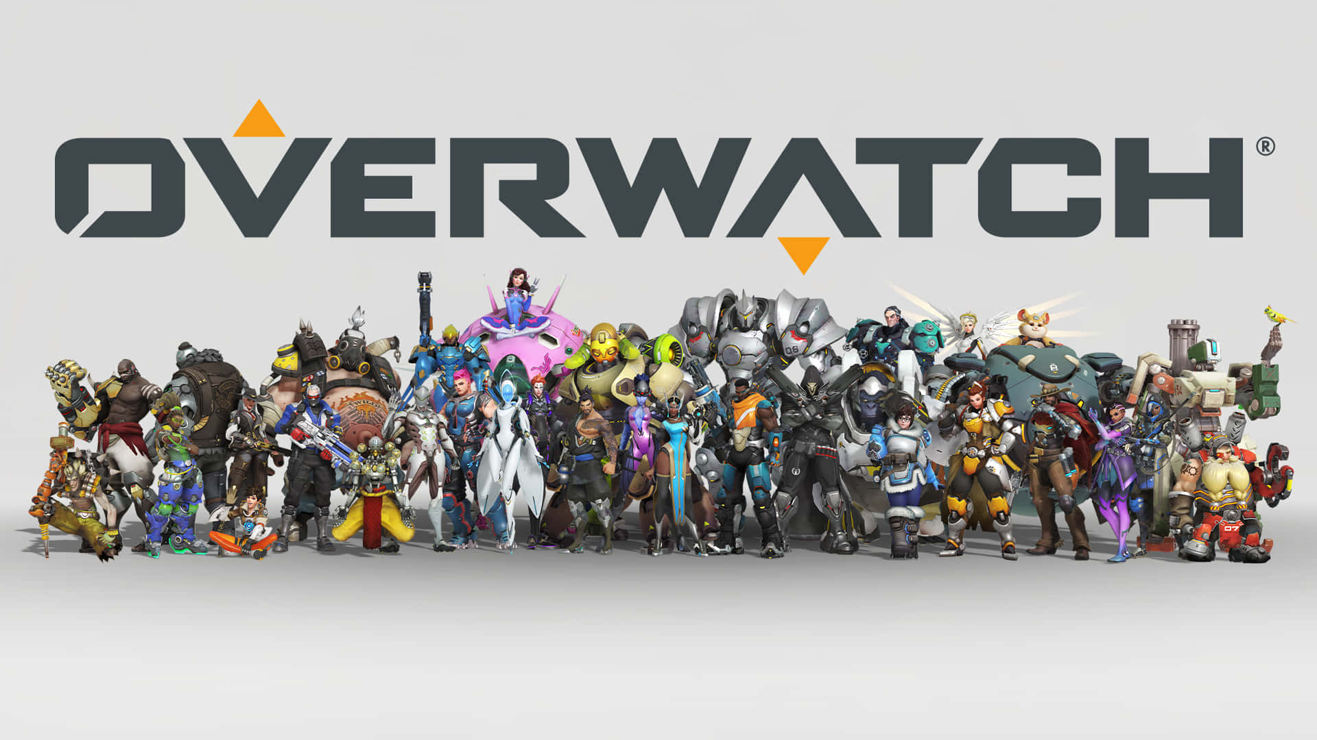 Overwatch Heroes And The Game's Title Background