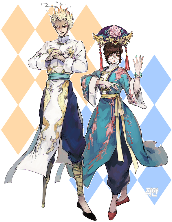 Overwatch Charactersin Traditional Attire PNG