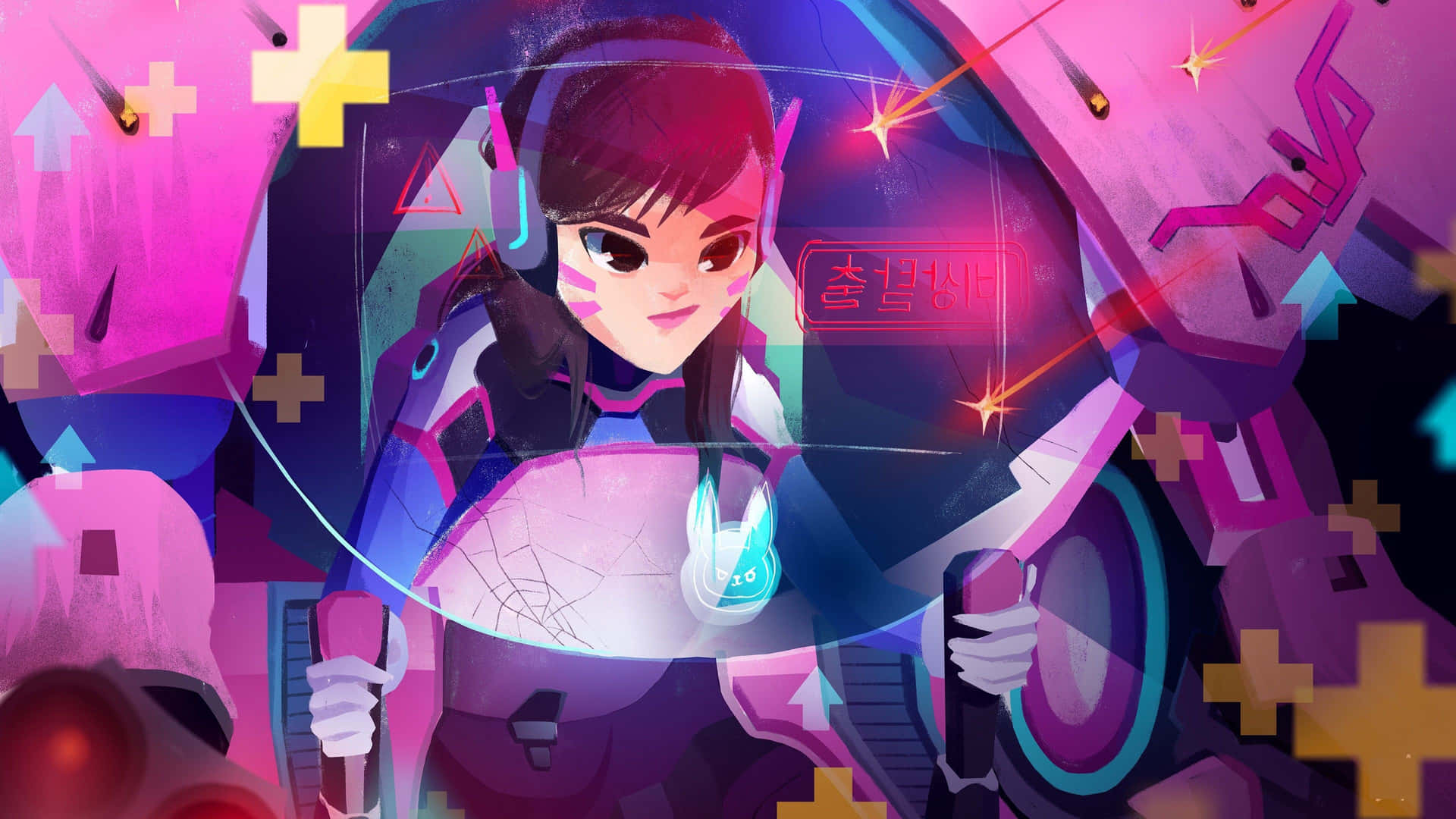 D.Va, unyielding and unstoppable in the heat of battle Wallpaper