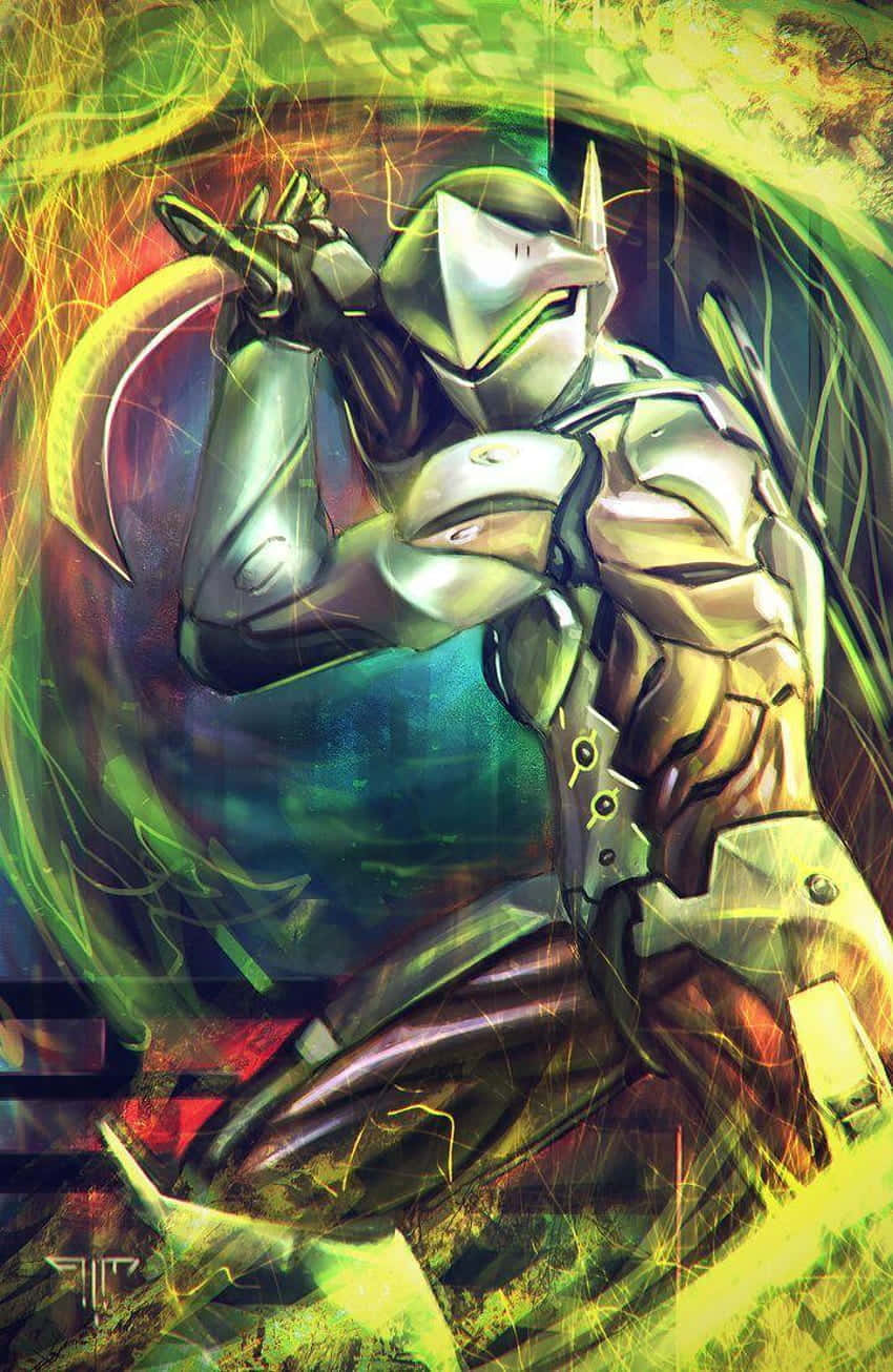 Agile Genji Unleashes His Power in Overwatch Wallpaper