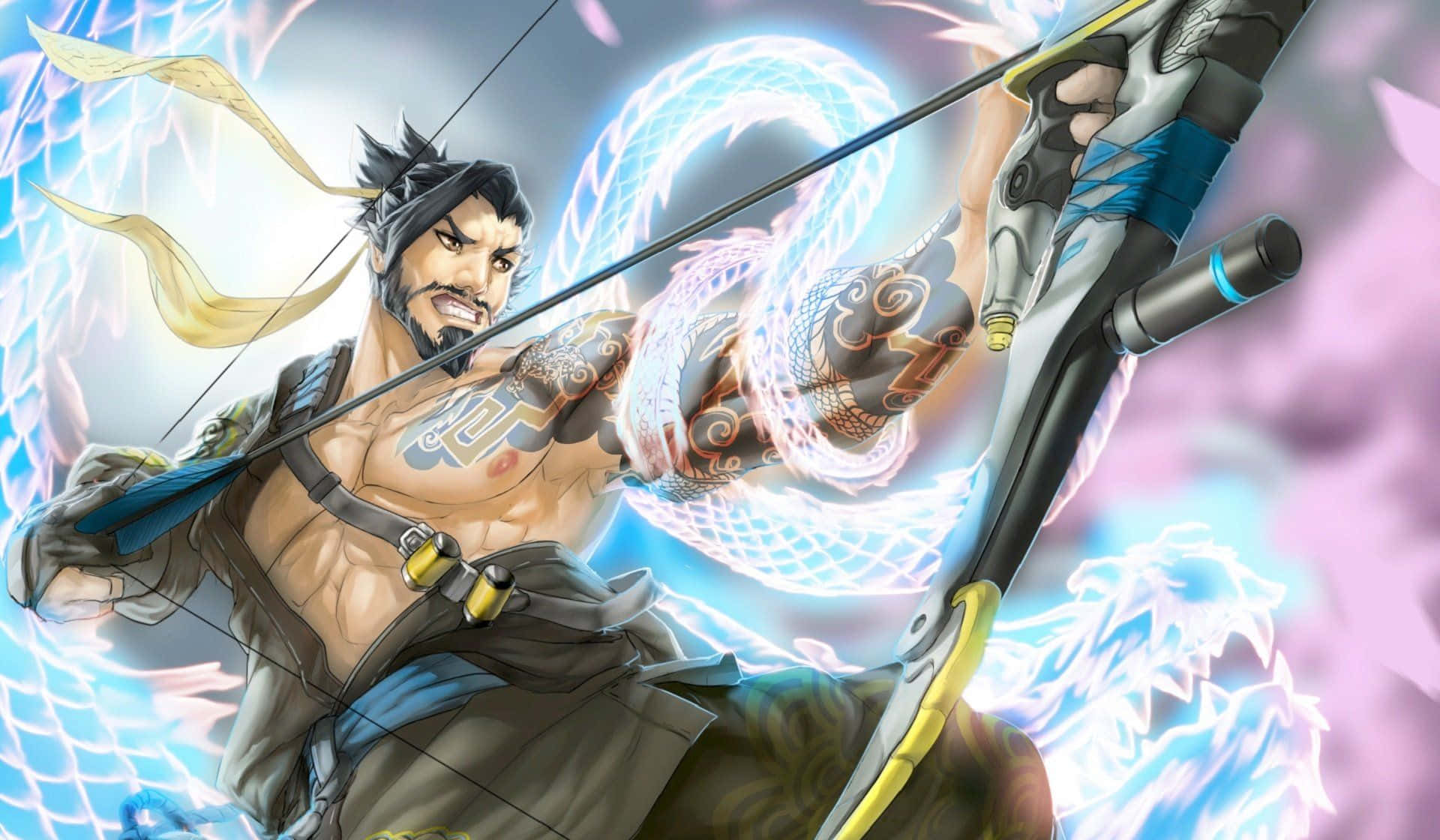 Hanzo archer unleashes his signature attack in Overwatch Wallpaper